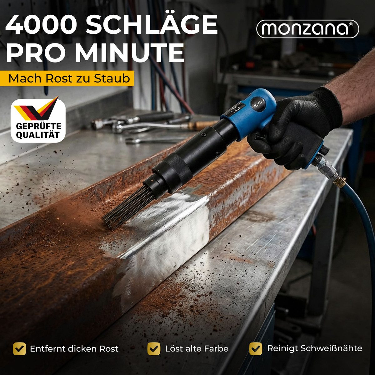 Deuba Druckluftgeräte-Set Deuba, Druckluft Nadelentroster inkl. Ersatzkopf 4000 U/min bis 260 l/min