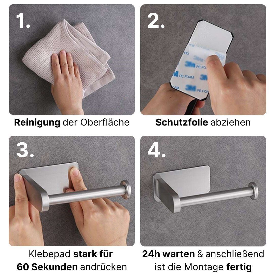 LIVINA HOME Toilettenpapierhalter Klopapierhalter Selbstklebend, WC Rollenhalter ohne Bohren Edelstahl, WC Halter Rollenhalter Papierhalter Klorollenhalter – Bild 4 von 5