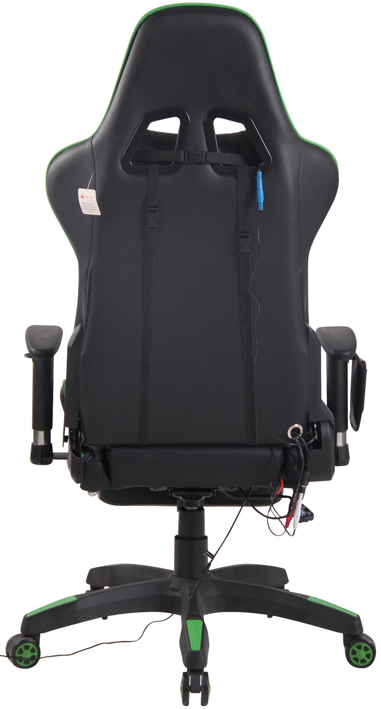 Gaming Chair Massagefunktion, CLP Fußablage Turbo XFM schwarz/grün Kunstleder,