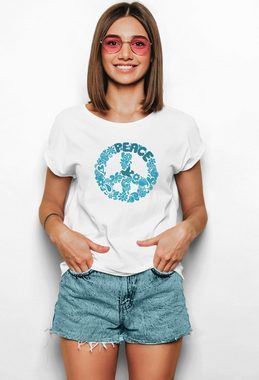 Novux T-Shirt Peace sign Art Damen Tshirt Farbe Weiß (1-tlg) aus Baumwolle