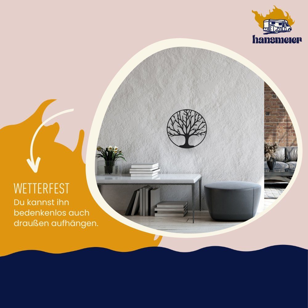 Hansmeier Wanddekoobjekt Wanddeko aus Metall, & Für Außen Motiv Innen, Wasserfest, Baum