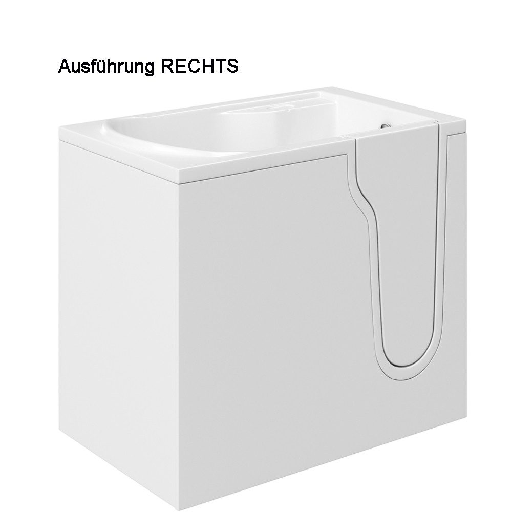 HAK Badewanne FREEDOM, Sitzbadewanne mit Tür, 106x66 cm, rechts