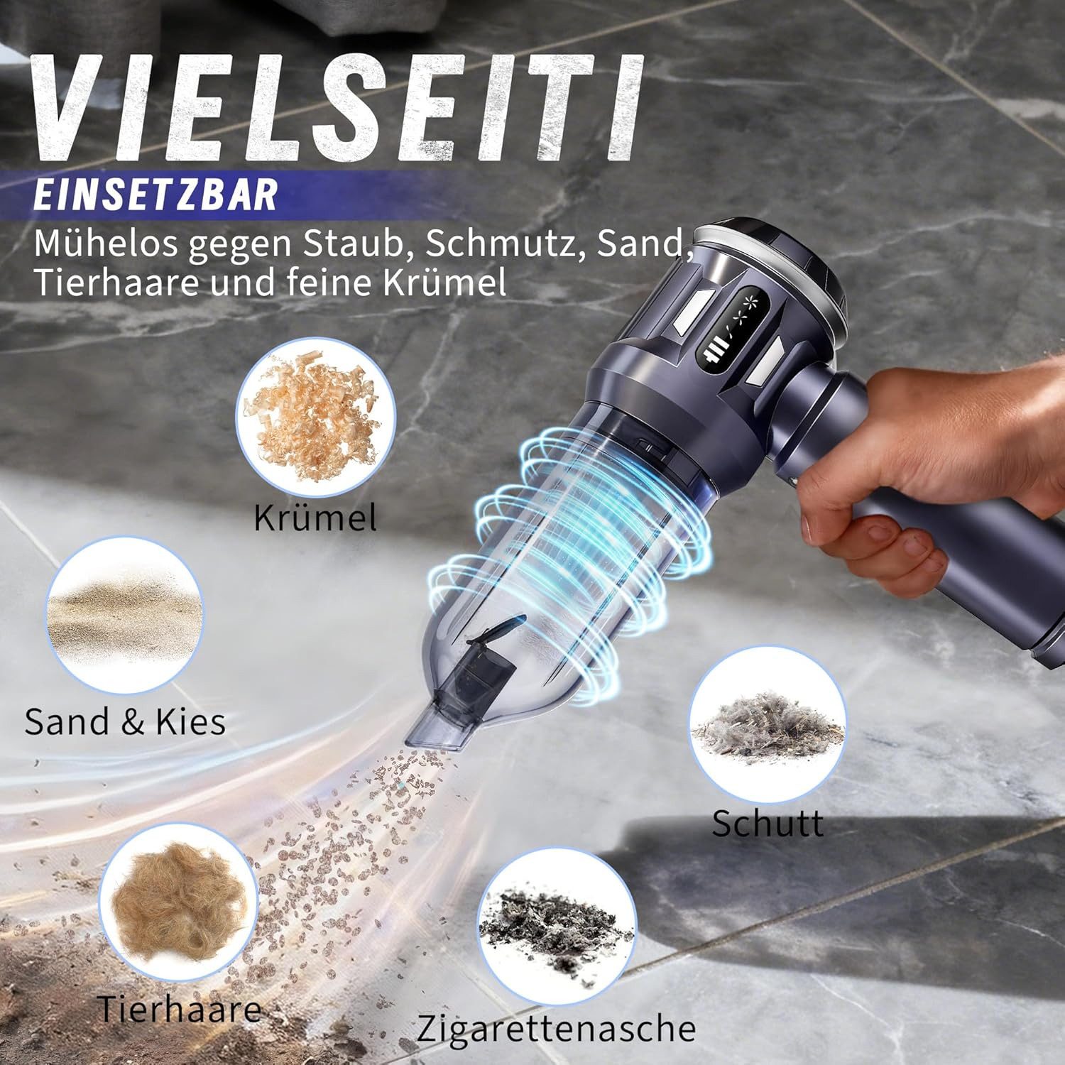 ZMH Handstaubsauger Akku-Handstaubsauger 17000Pa Stark 4 in 1 mit Bürstenloser Motor, beutellos