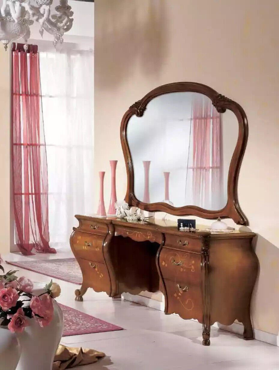 Schminktisch Set Spiegel Zerlegt, Spiegel), (2-St., 2tlg Möbel JVmoebel Schminktisch Schminktisch Teilmontiert Design Braun + Schlafzimmer
