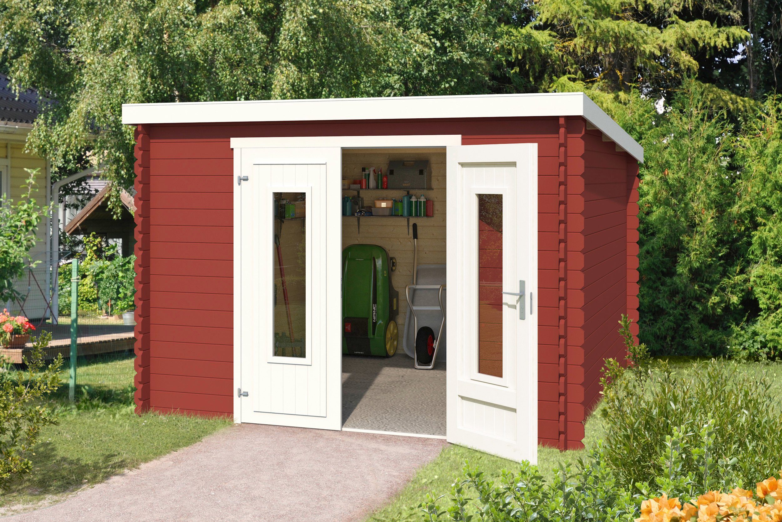 LASITA MAJA Gartenhaus Sacramento, BxT: 312x319 cm, Blockbohlenhaus 28mm