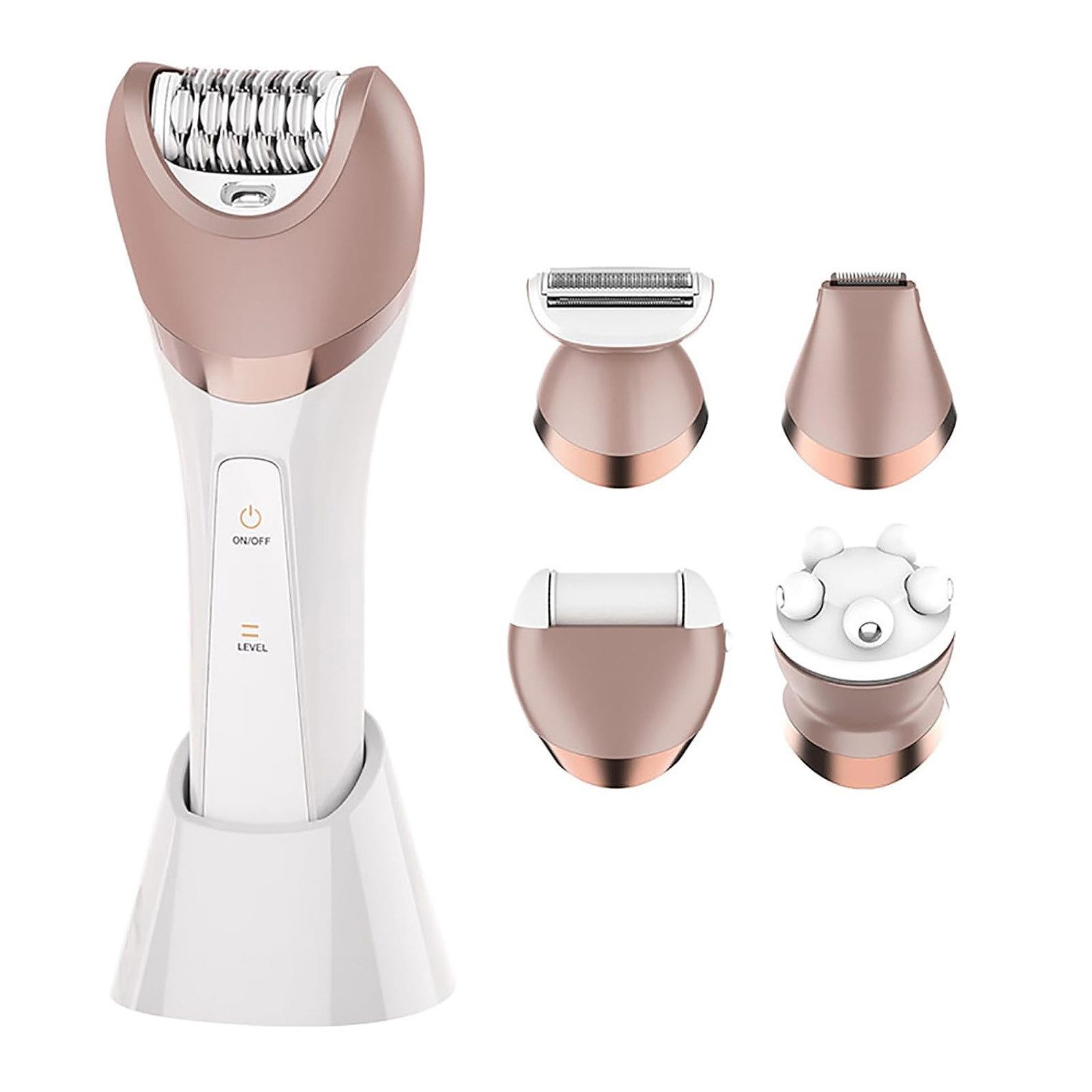 REDOM Elektrokörperrasierer 6-in-1 Damenrasierer Intimrasierer, Aufsätze: 6, Damen Frauen Haartrimmer, USB wiederaufladbar, wasserdicht IPX7, hautschonende Haarentfernung