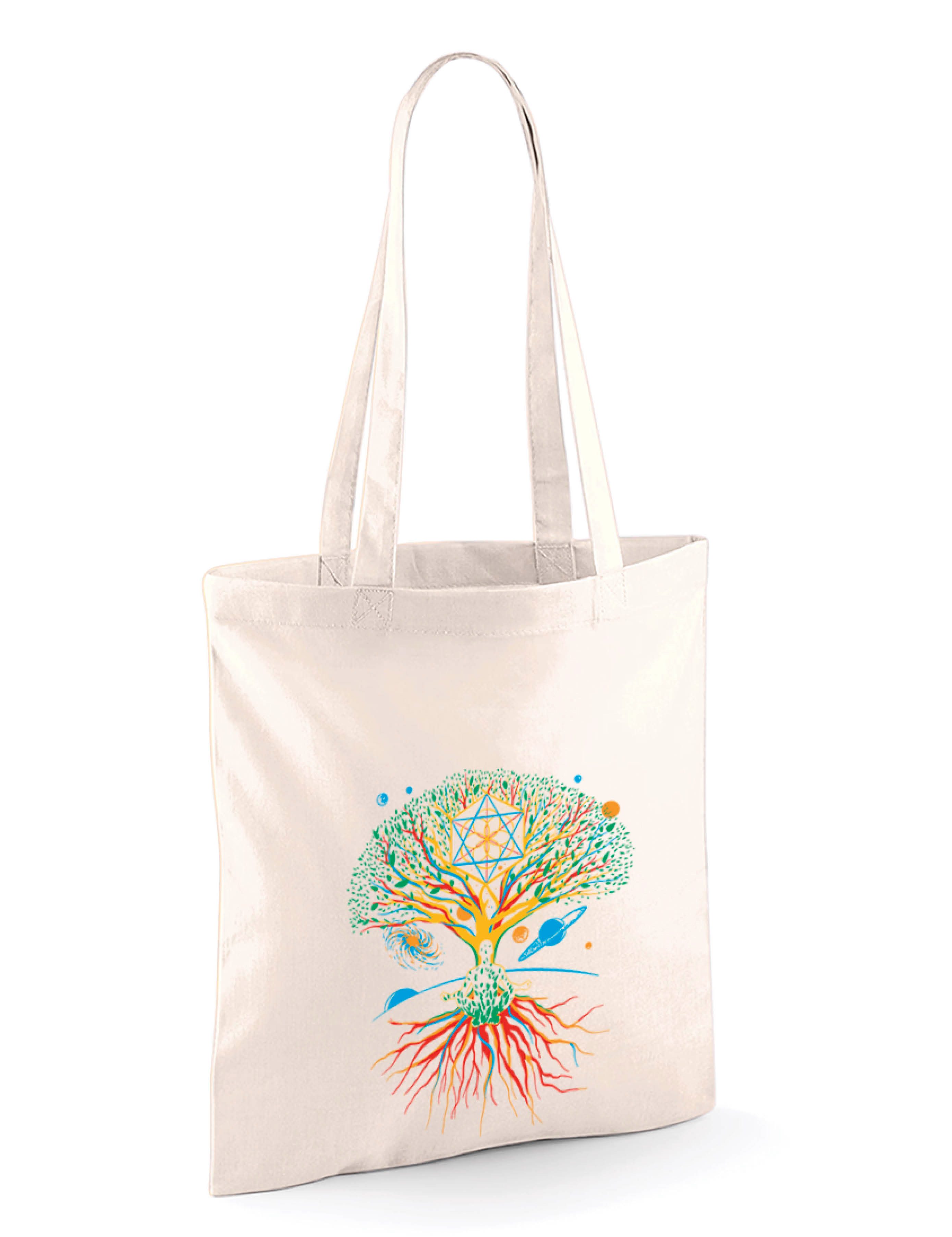 Tragetasche "Bunter Baum" Jutebeutel Tasche Lange Henkel