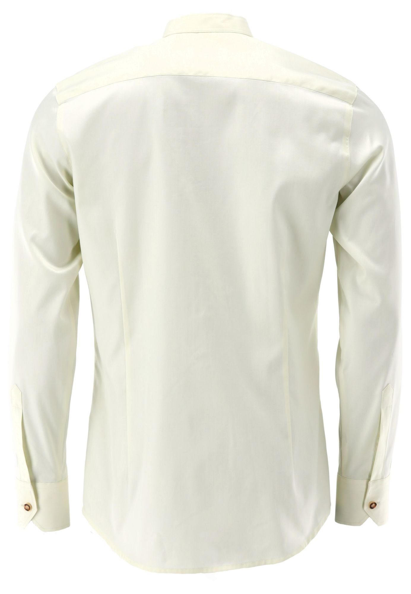 2x2 Clire OS-Trachten Langarmhemd Biesen hellbeige mit Trachtenhemd Herren