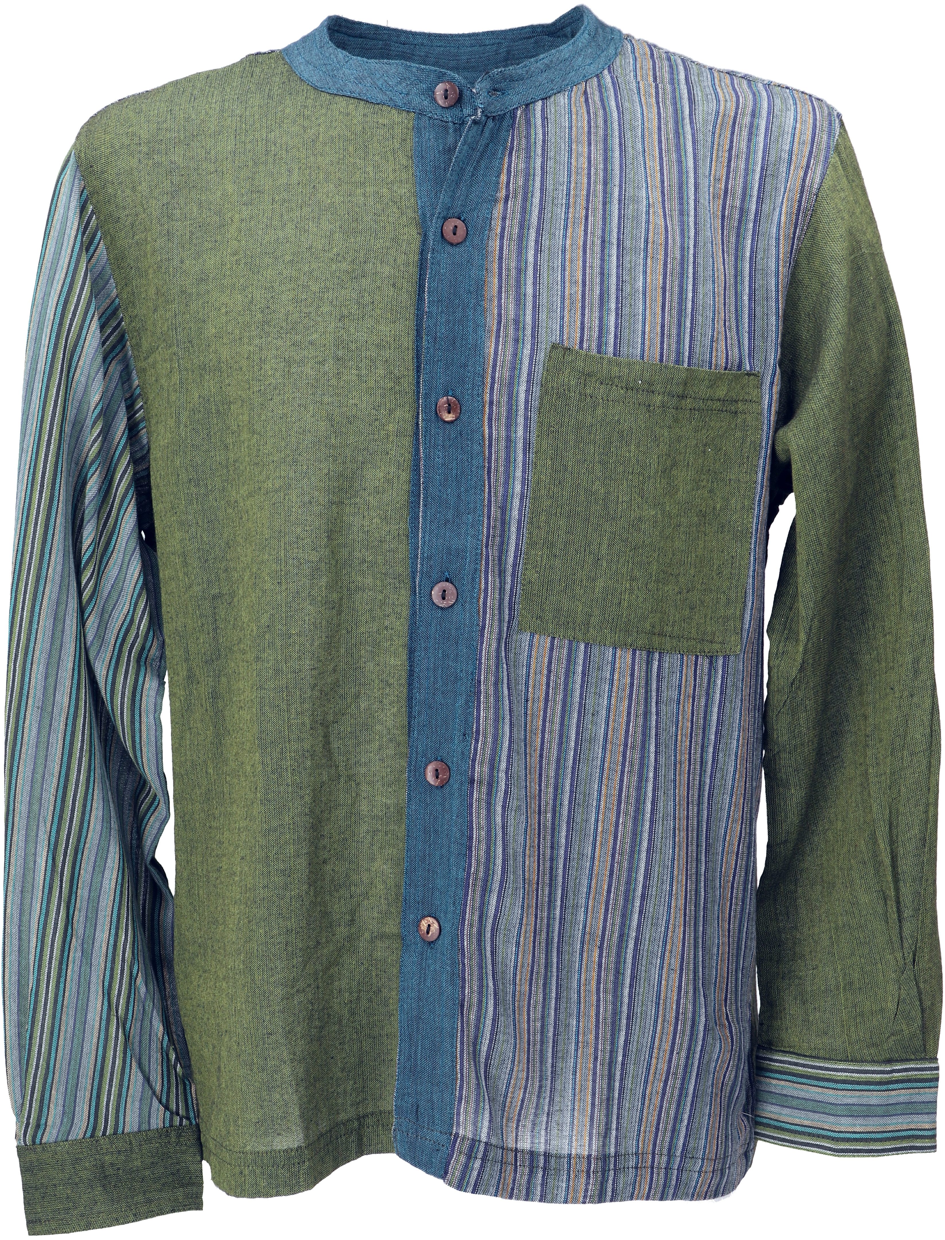 Guru-Shop Hemd & Shirt Nepal Ethno Patchworkhemd, Freizeit Hemd -.. Hippie, Ethno Style, alternative Bekleidung