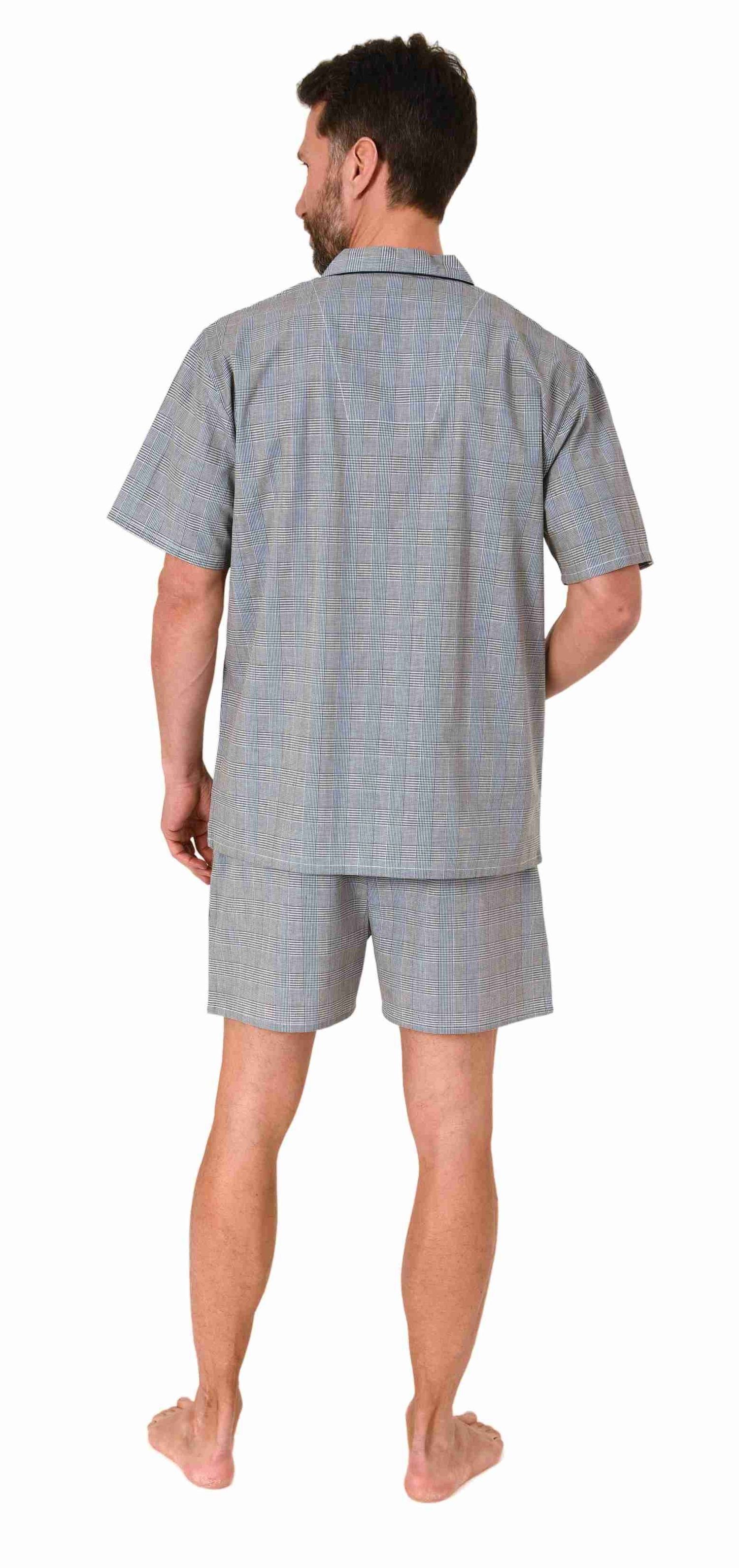 Normann Pyjama Herren Schlafanzug Shorty Pyjama kurzarm gewebt zum Knöpfen