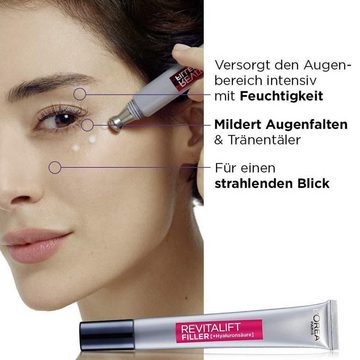 L'Oreal Deutschland Augenserum Hyaluronsäure Augenpflege, Revitalift Filler, Anti-Aging Creme 15 ml