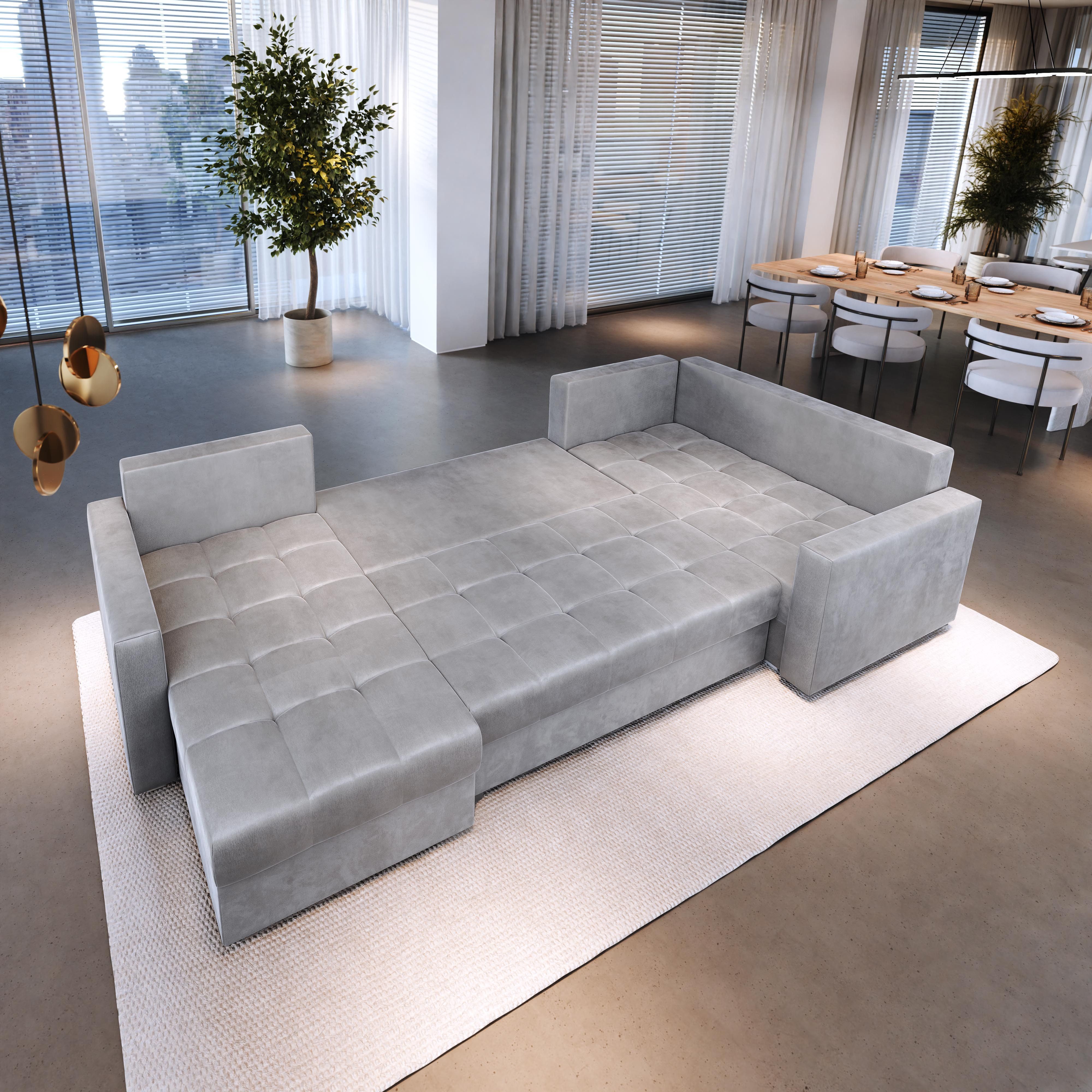 Masseno Ecksofa LORIVO mit Schlaffunktion U-Form, Sofa mit Bettkasten
