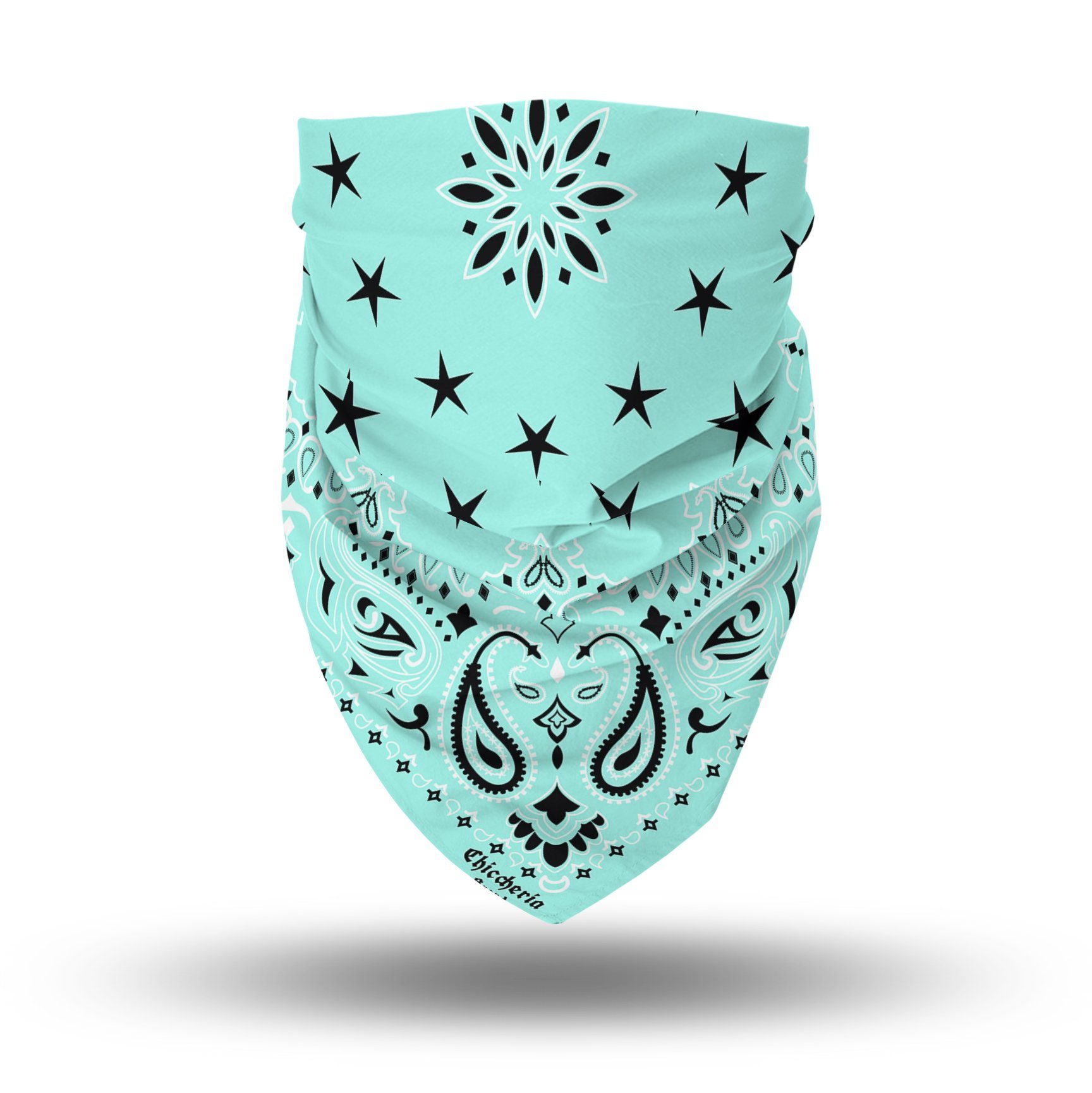 Chiccheria Brand Bandana PAISLEY, Italy, 100% Aqua Seide in Made