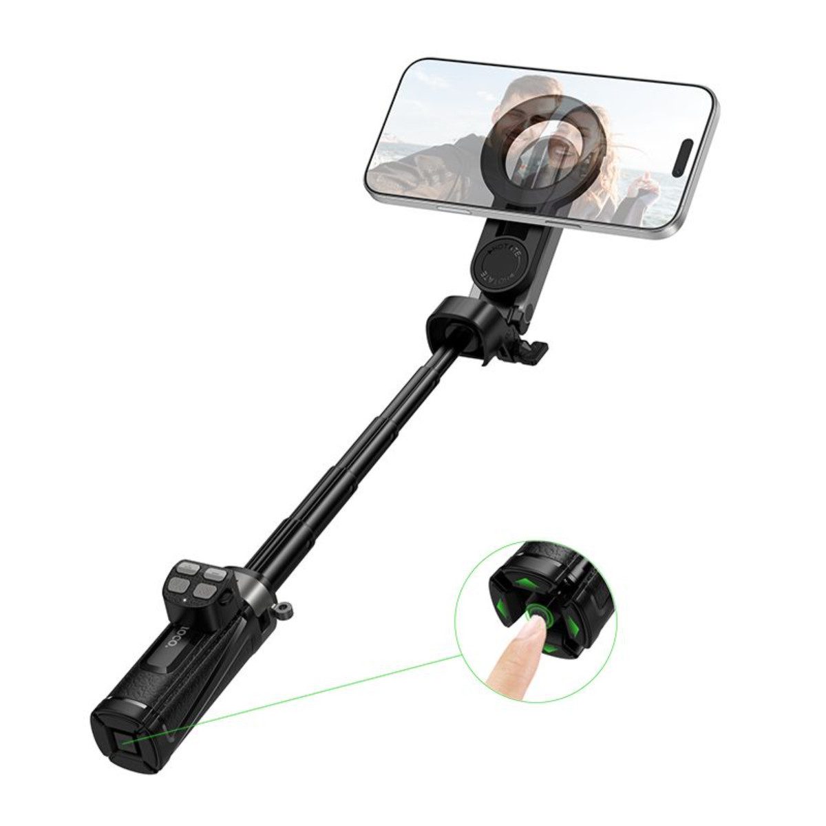 hoco. Selfie-Stick K27 PRO, Magnetische Halterung mit Bluetooth Fernbedienung für ruhige Aufnahmen