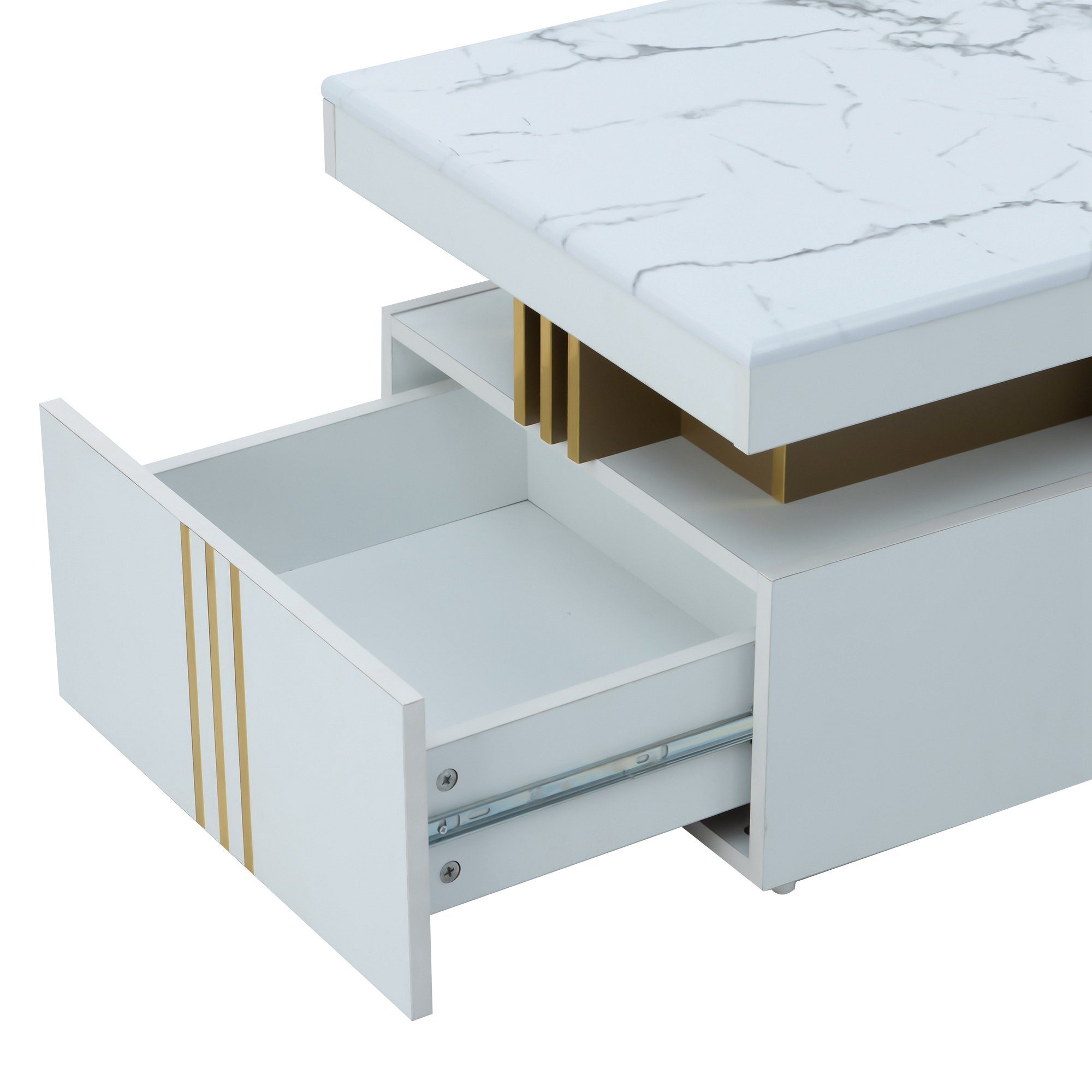 PVC-Musterplatte Couchtisch, Celya weiß Wohnzimmer rechteckige Tisch, Couchtisch Holzschubladen, Moderne