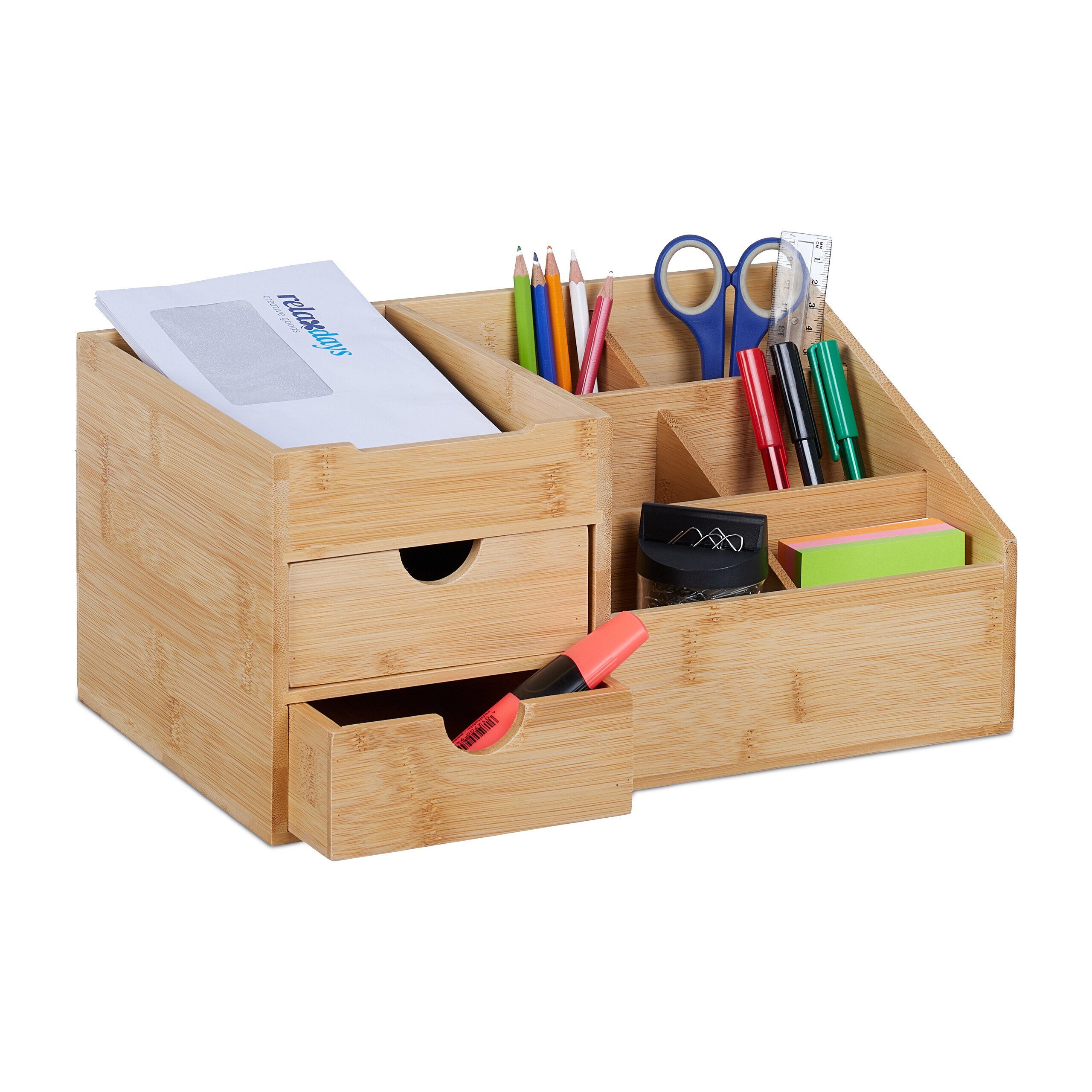 relaxdays Organizer Schreibtisch Organizer mit 2 Schubladen