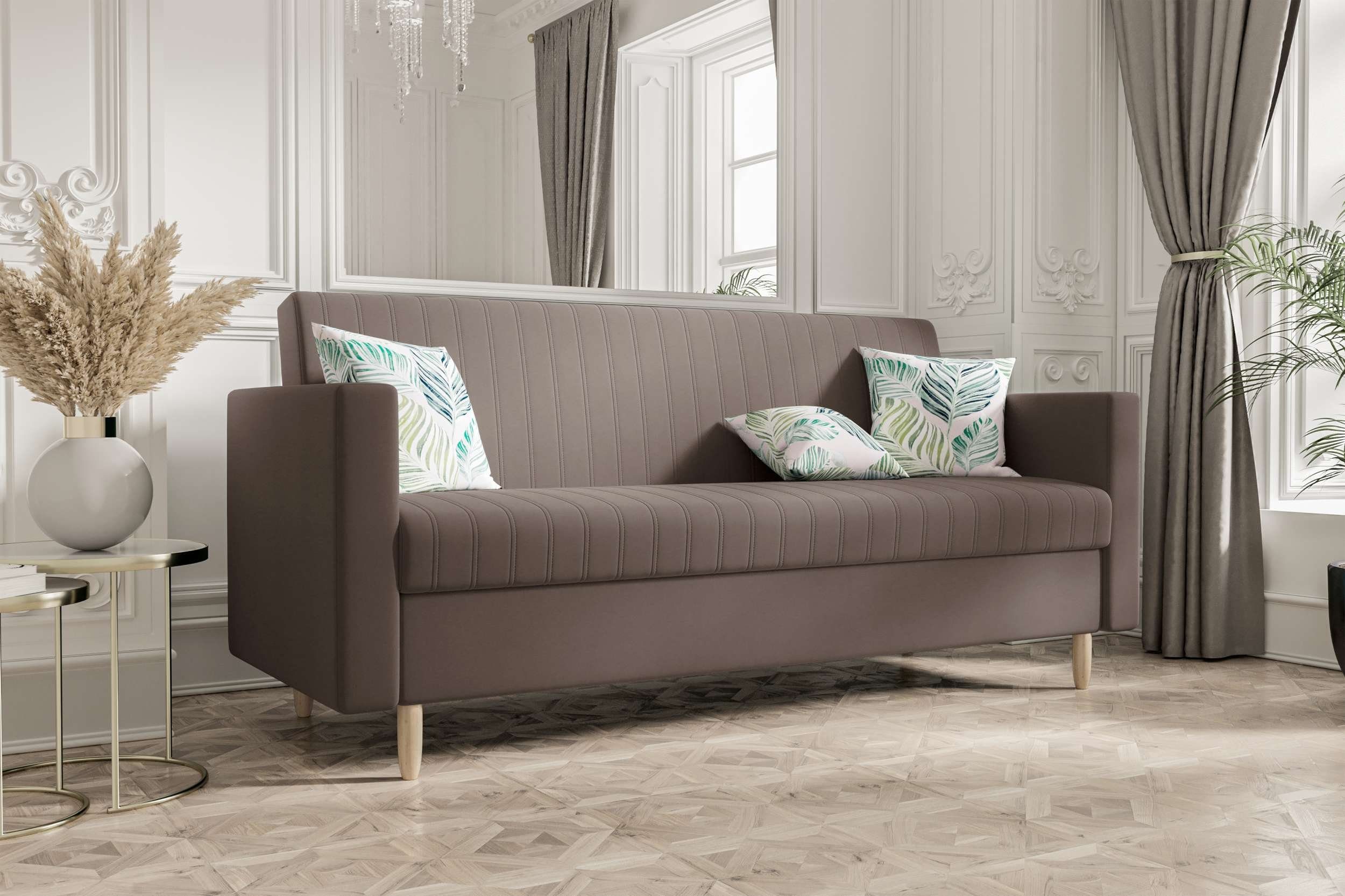 Modern 3-Sitzer Bettfunktion, Design mit Sofa, mit Bettkasten, Melisa, Stylefy Sitzkomfort, Schlafsofa,