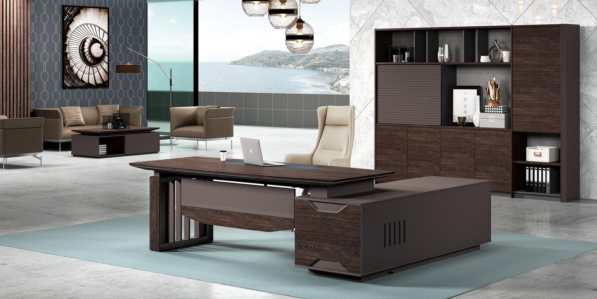 Xlmoebel Eckschreibtisch XLMOEBEL Eckschreibtisch aus Holz in Dunkelbraun, L-Form, Made in Europa