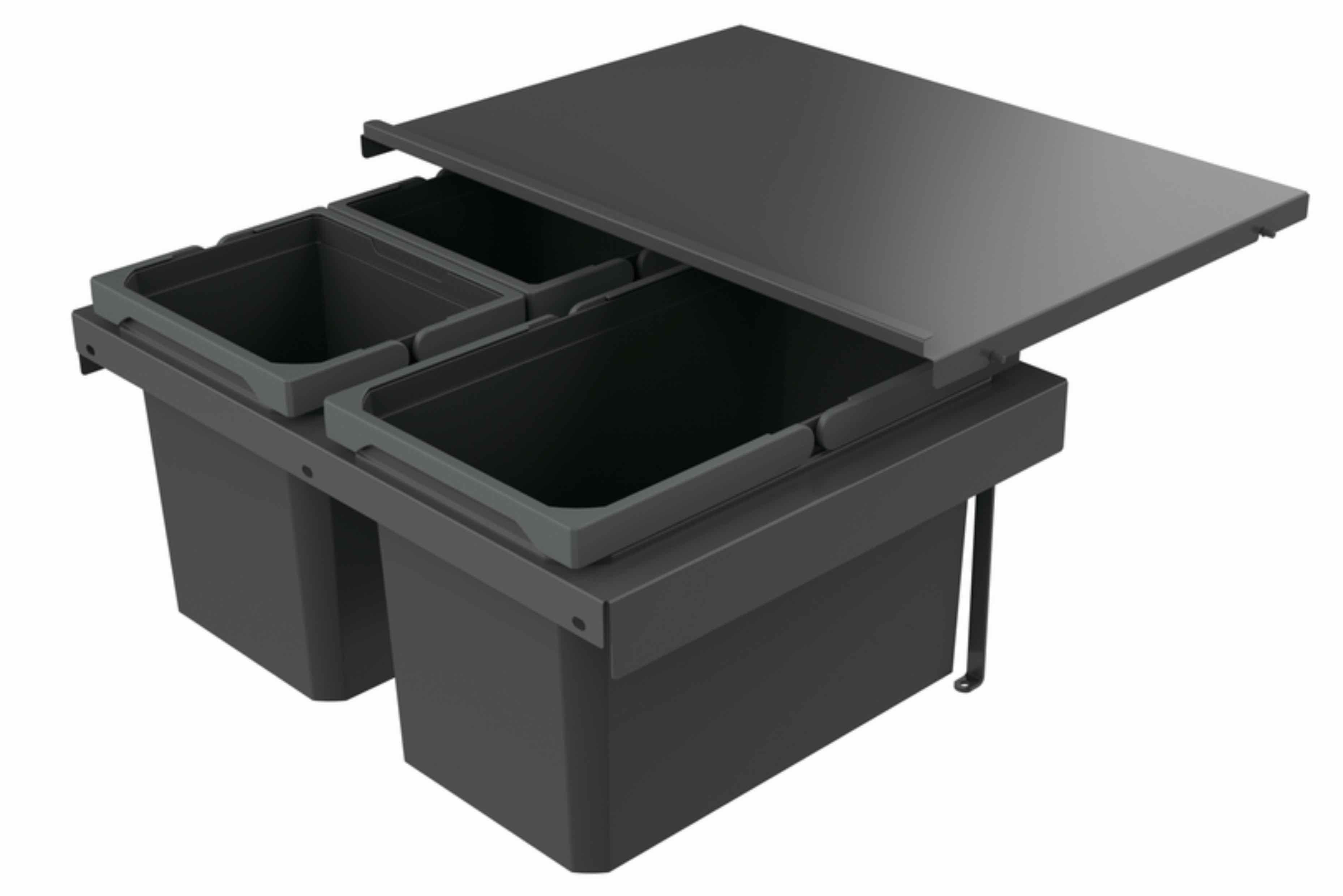 Naber Einbaumülleimer NABER Cox® Box 280 S/600-3 Bio. anthrazit, für vorhandene Auszüge