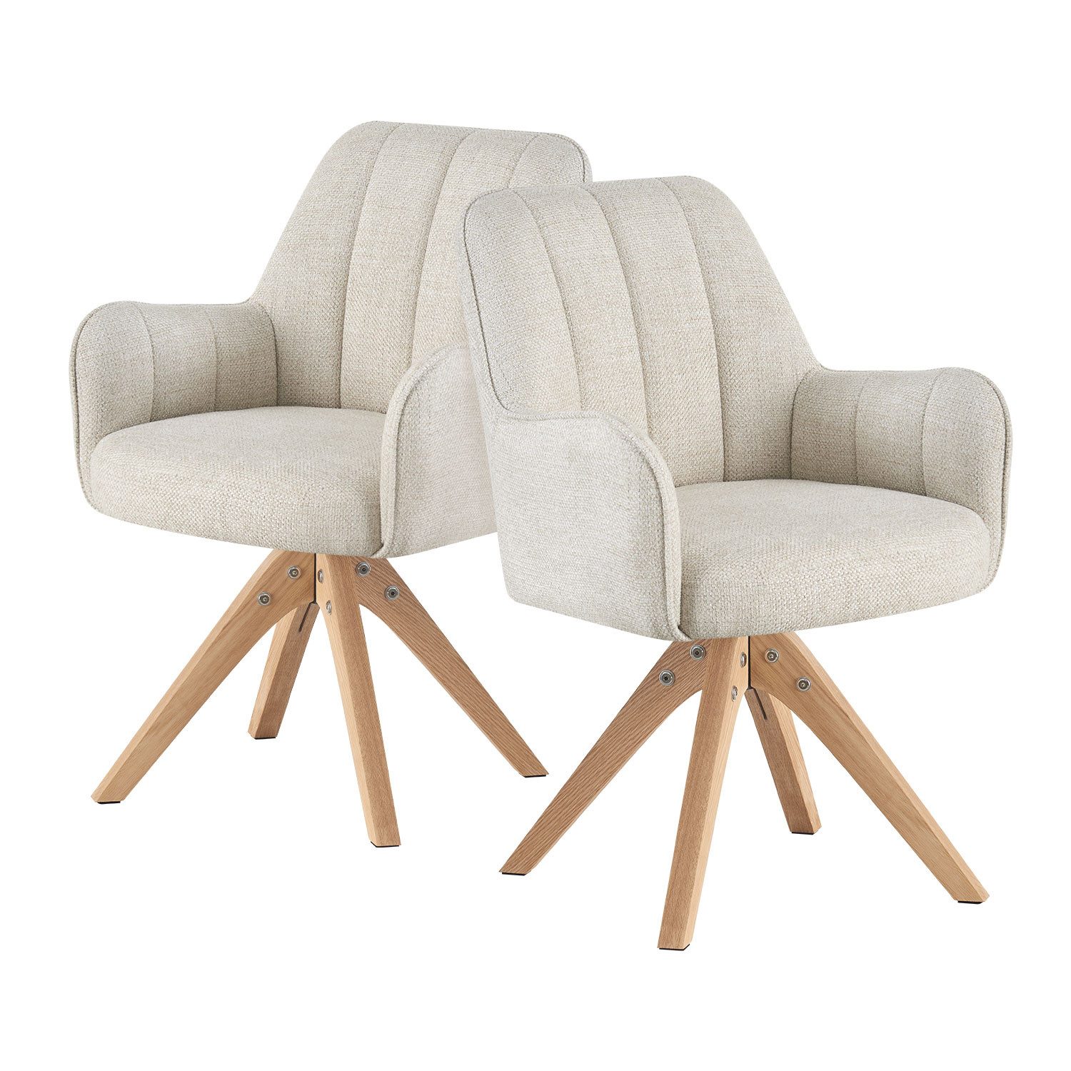 DUBI Möbel Polsterstuhl THOMAS-FINA, 360° drehbar Massivholz Eiche Natur 2e günstig online kaufen