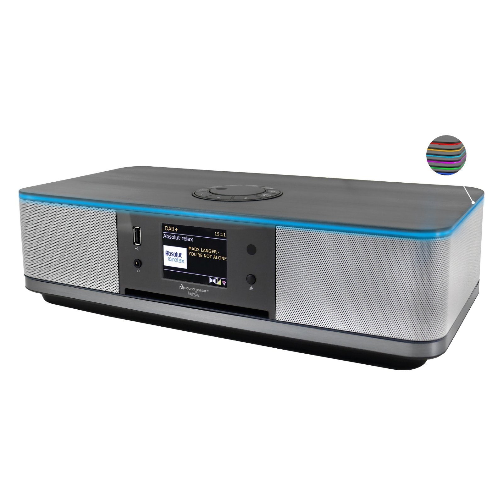 Soundmaster ICD2023SW Internetradio CD-Player DAB+ Bluetooth USB Undok-APP LED Internet-Radio (Internetradio, DAB+, FM, RDS-System, 30 W, LED Ambientebeleuchtung, Internetradio, CD-Player, DAB+, App Steuerung)