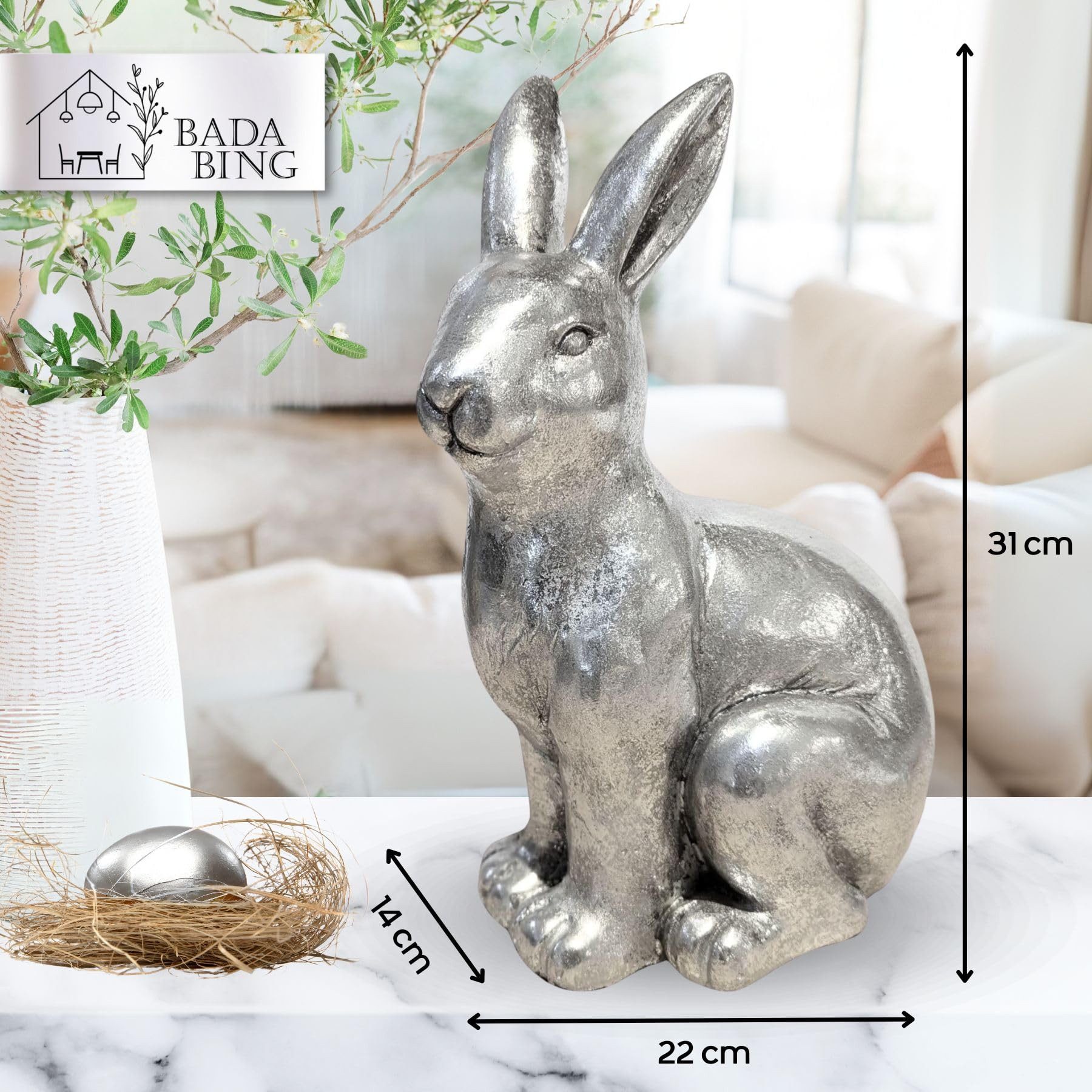 Bada Bing Tierfigur Deko Hase Silber günstig online kaufen