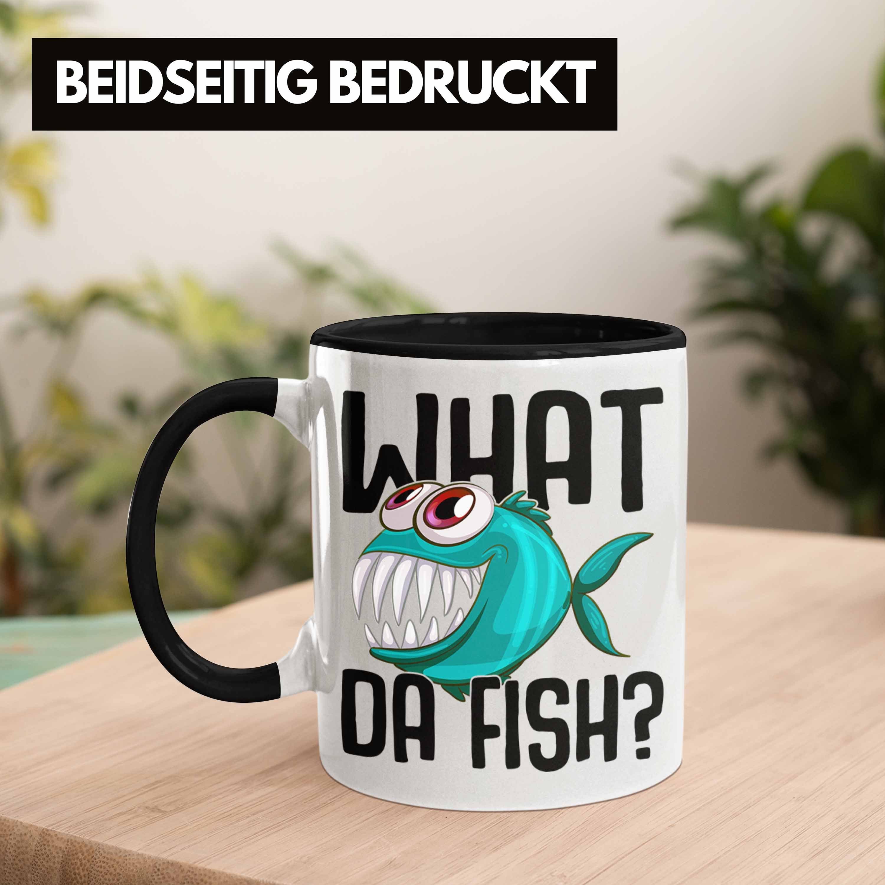 Trendation Tasse Trendation Fischer Angeln Hobbyangler Forelle Barsch Hecht - Angler Kaffeetasse Zubehör Tasse Raubfische Schwarz Geschenk