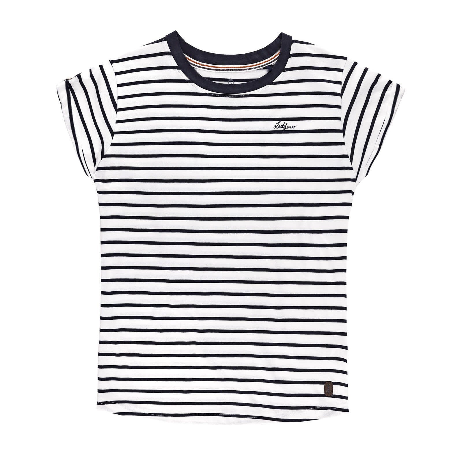 Leitfeuer T-Shirt Damen Sommershirt mit Allover-Streifen und umgeschlagenem Ärmelsaum