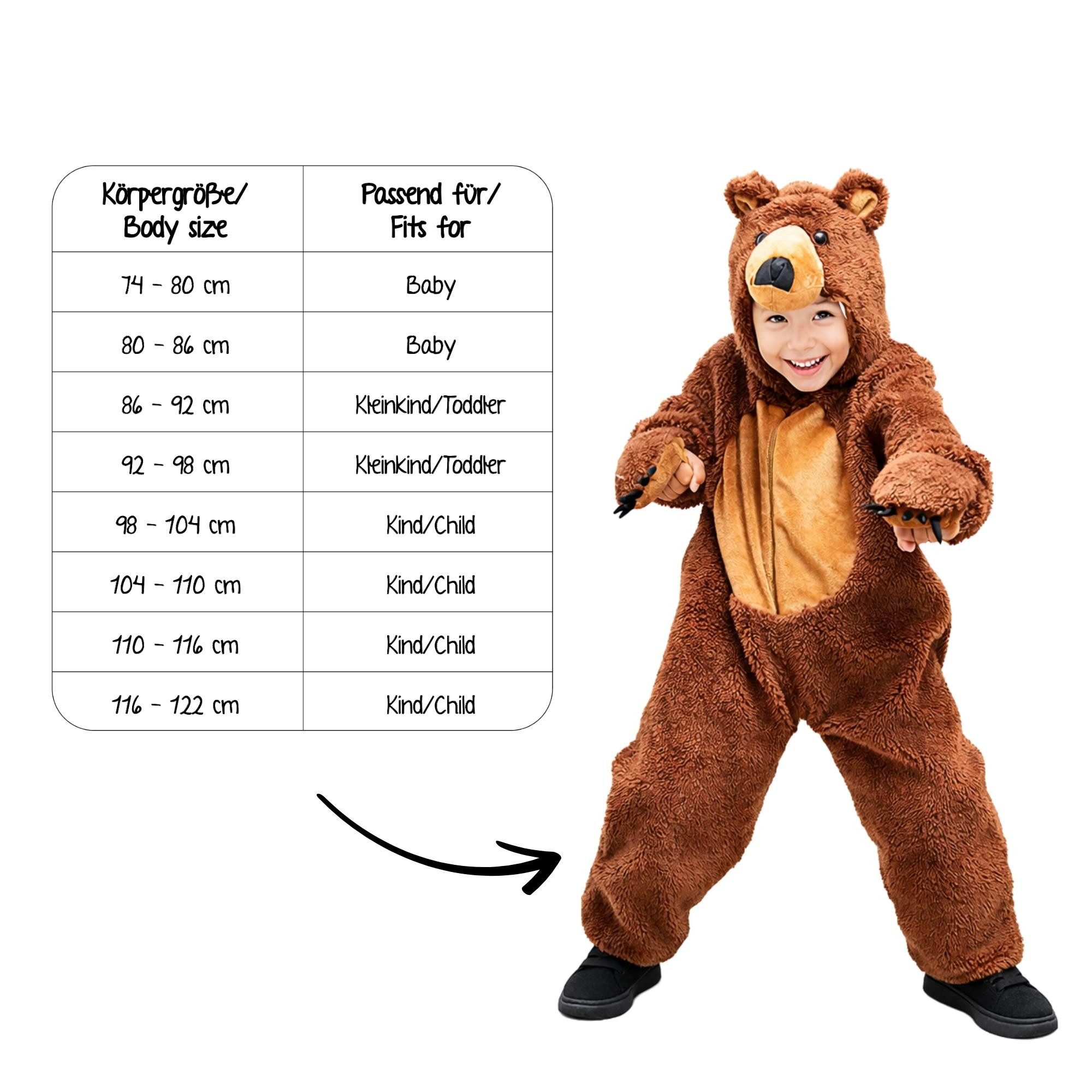 Ikumaal Kostüm Braunbär Kostüm F67 Kinder Gr. 80-86 Fasching Karneval Fastnacht
