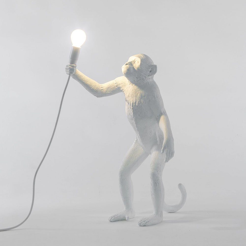Seletti LED Außen-Tischleuchte Monkey stehend Weiß