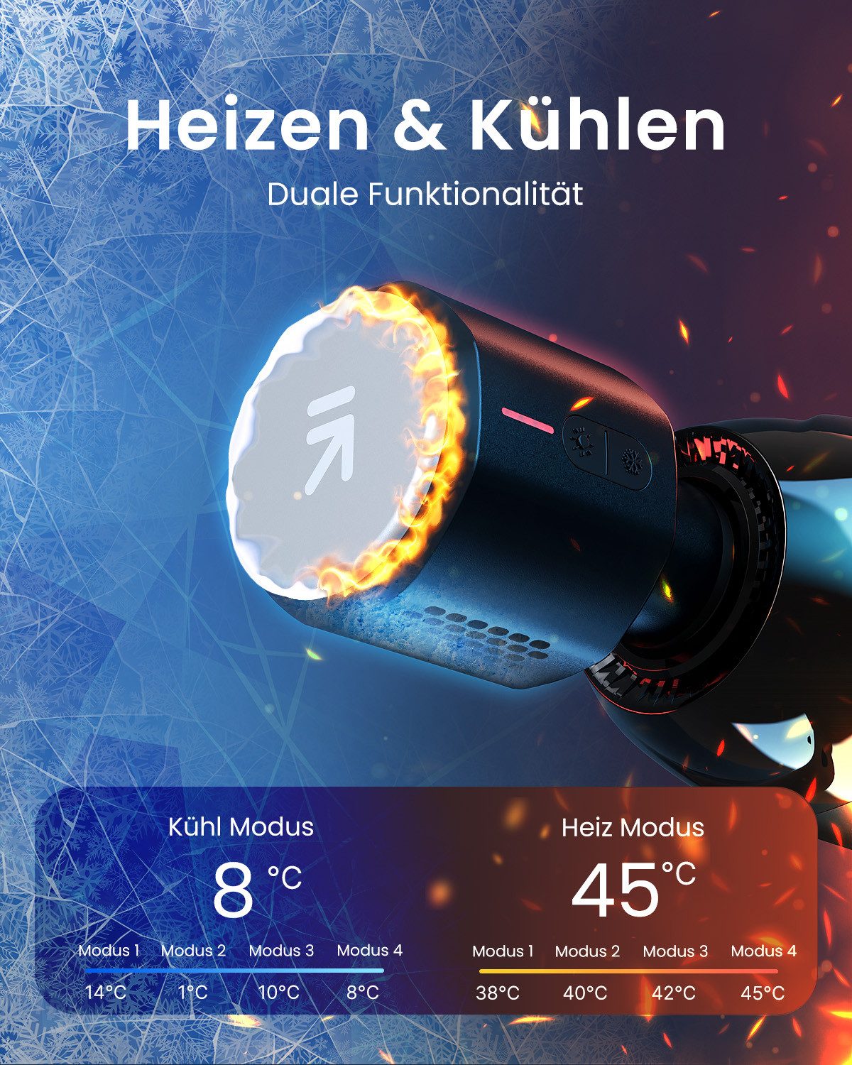 RENPHO Massagepistole Power+ Thermacool Massage Gun C001SH, Mit App-gesteurerter Heiz- und Kühlfunktion