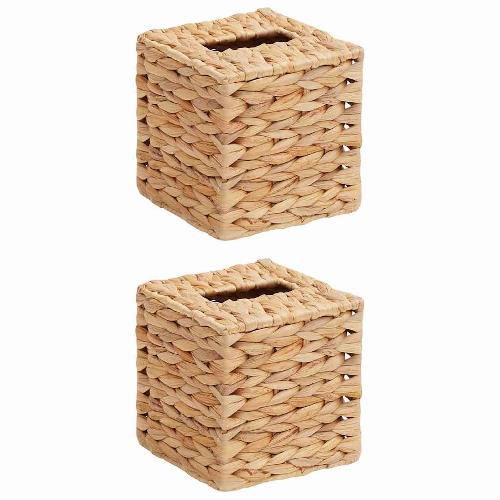vidaXL Papiertuchbox Taschentuchboxdeckel 2 pcs Wasserhyazinthe 14,5 x 14,5 x 15 cm (2 St)