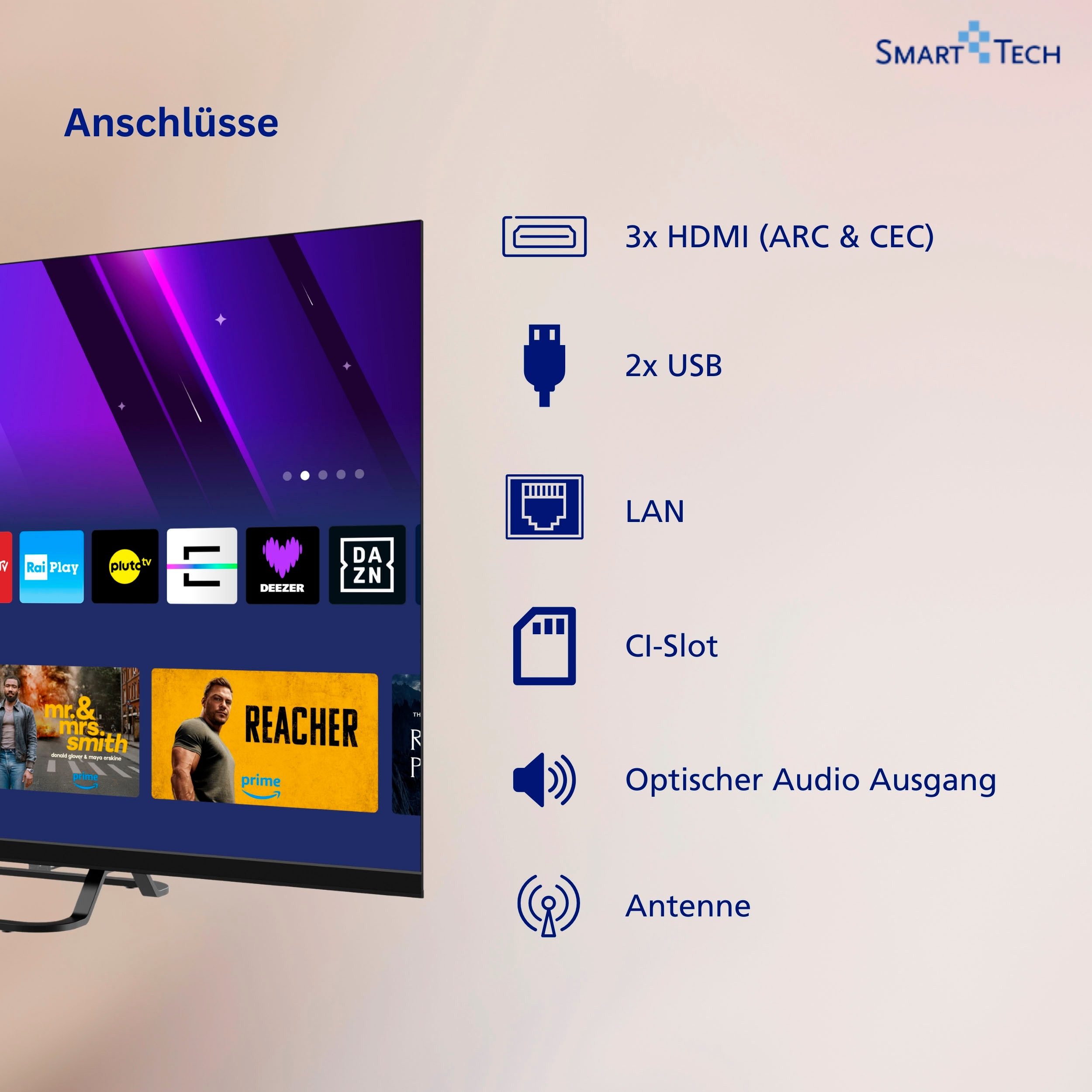 Smart Tech 32HV02V LED-Fernseher (80 cm/32 Zoll, HD ready, Smart-TV) – Bild 4 von 5