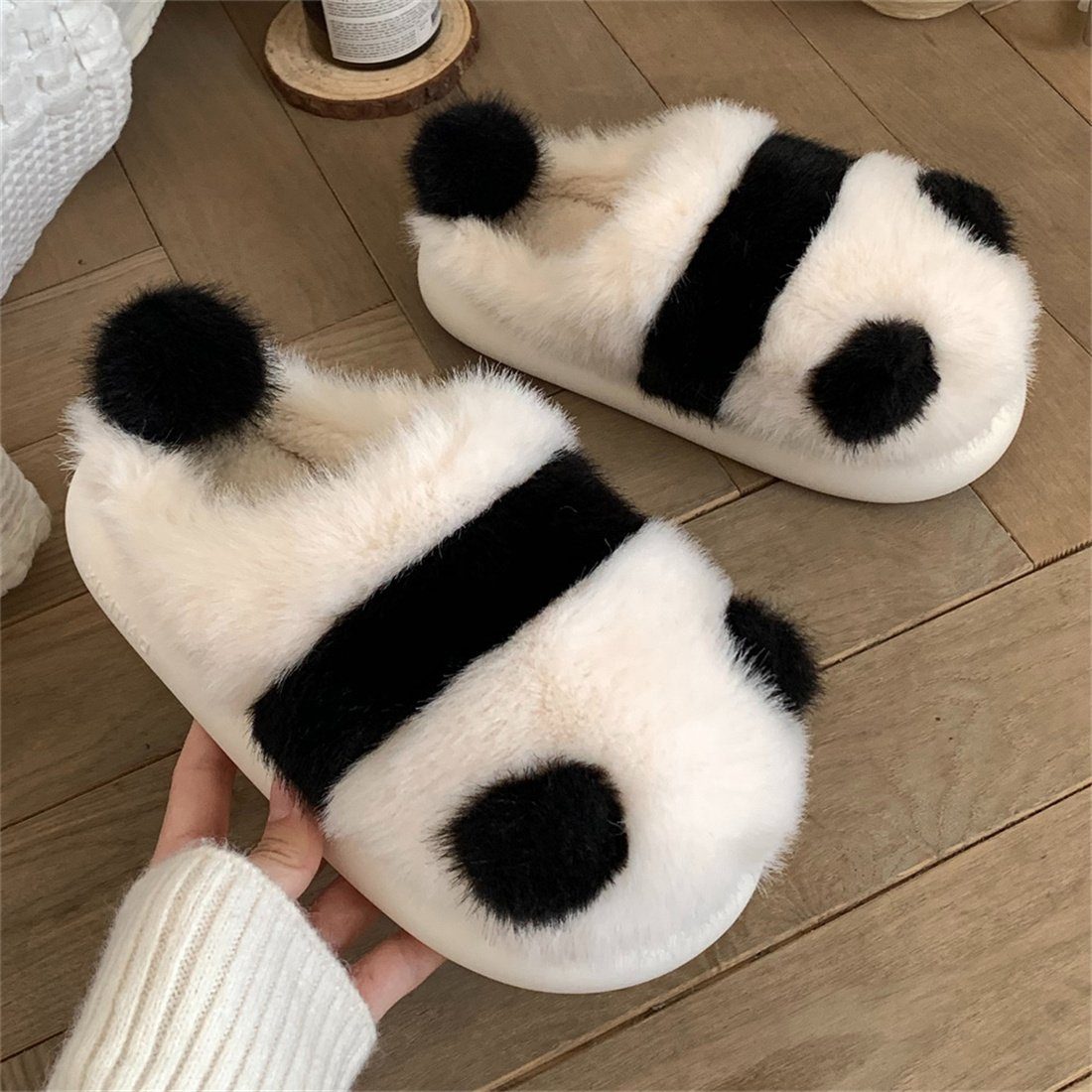 Plüsch Baumwolle Hausschuhe DÖRÖY Warme Plüsch Panda Hausschuhe, Schuhe Baumwolle Winter Damen