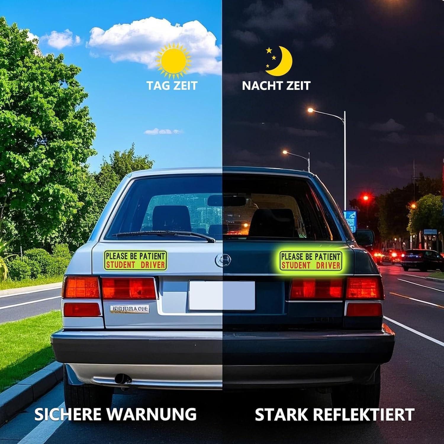 LuxusKollektion Reflektor-Aufkleber Fahranfänger Magnetschild 24x8cm reflektierend magnetisch wasserdicht
