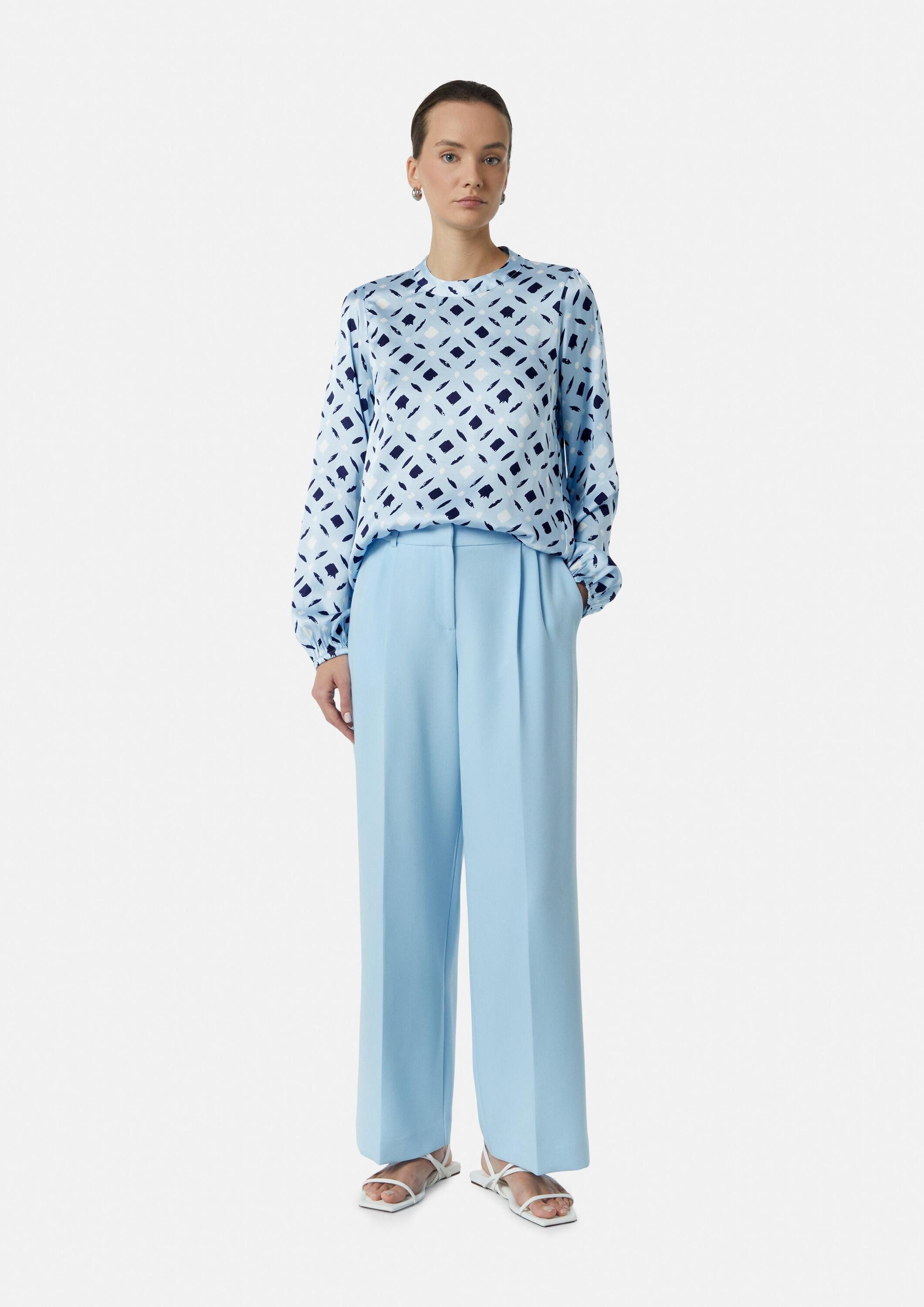 comma Langarmbluse Bluse Gemusterte Satinbluse mit Raffungen am Arm günstig online kaufen