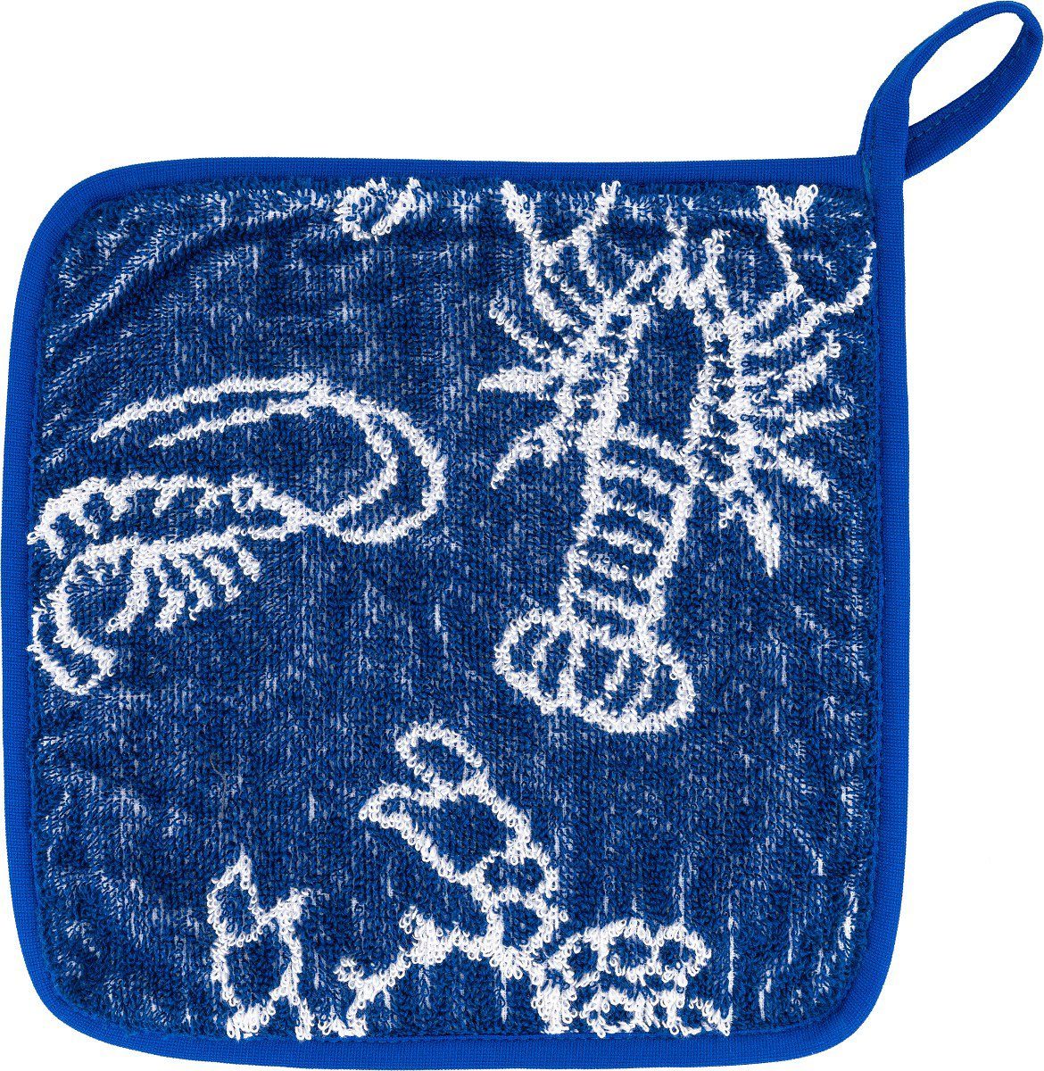 Kracht Topflappen Topflappen, ca. cm Seafood, Frottier, Set 2-tlg., (Set, 2er Blau 22x22 Set), Baumwoll