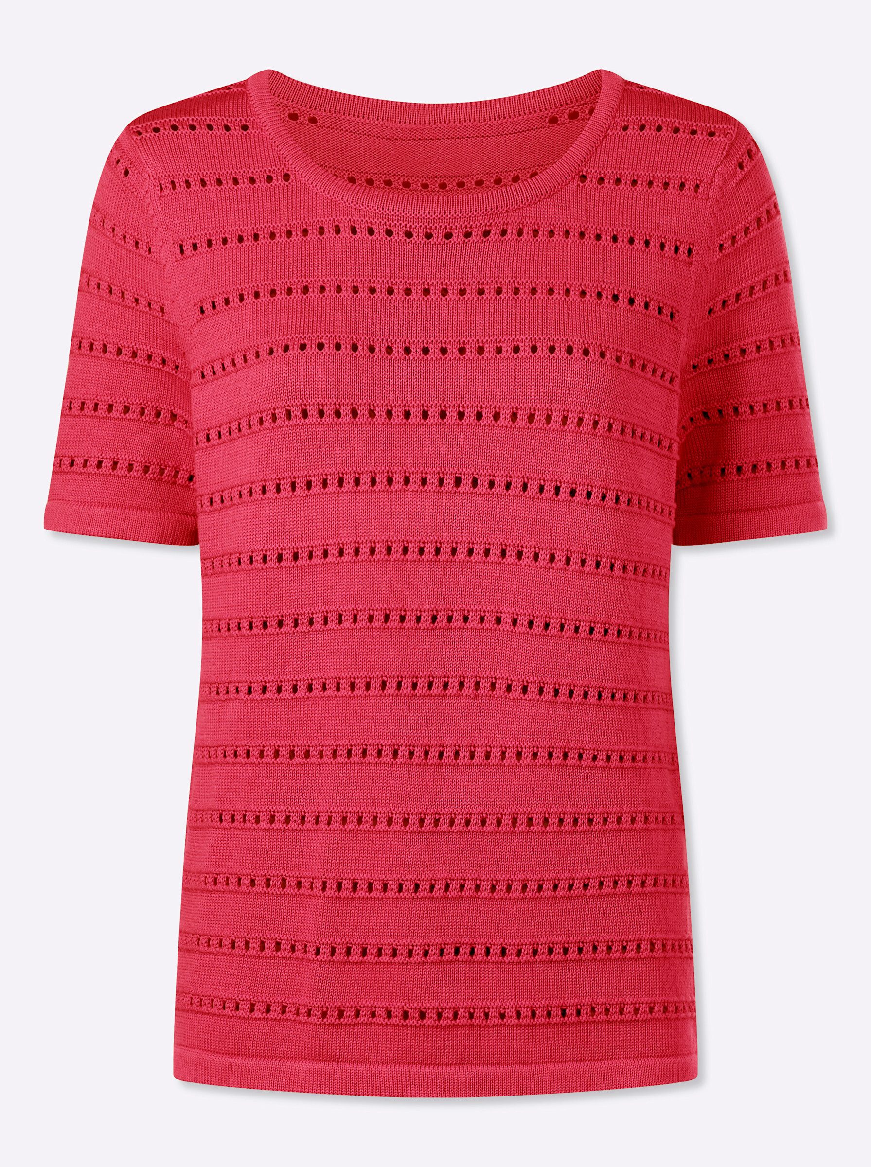 Strickpullover Ajour-Pullover Kurzarm Ajour