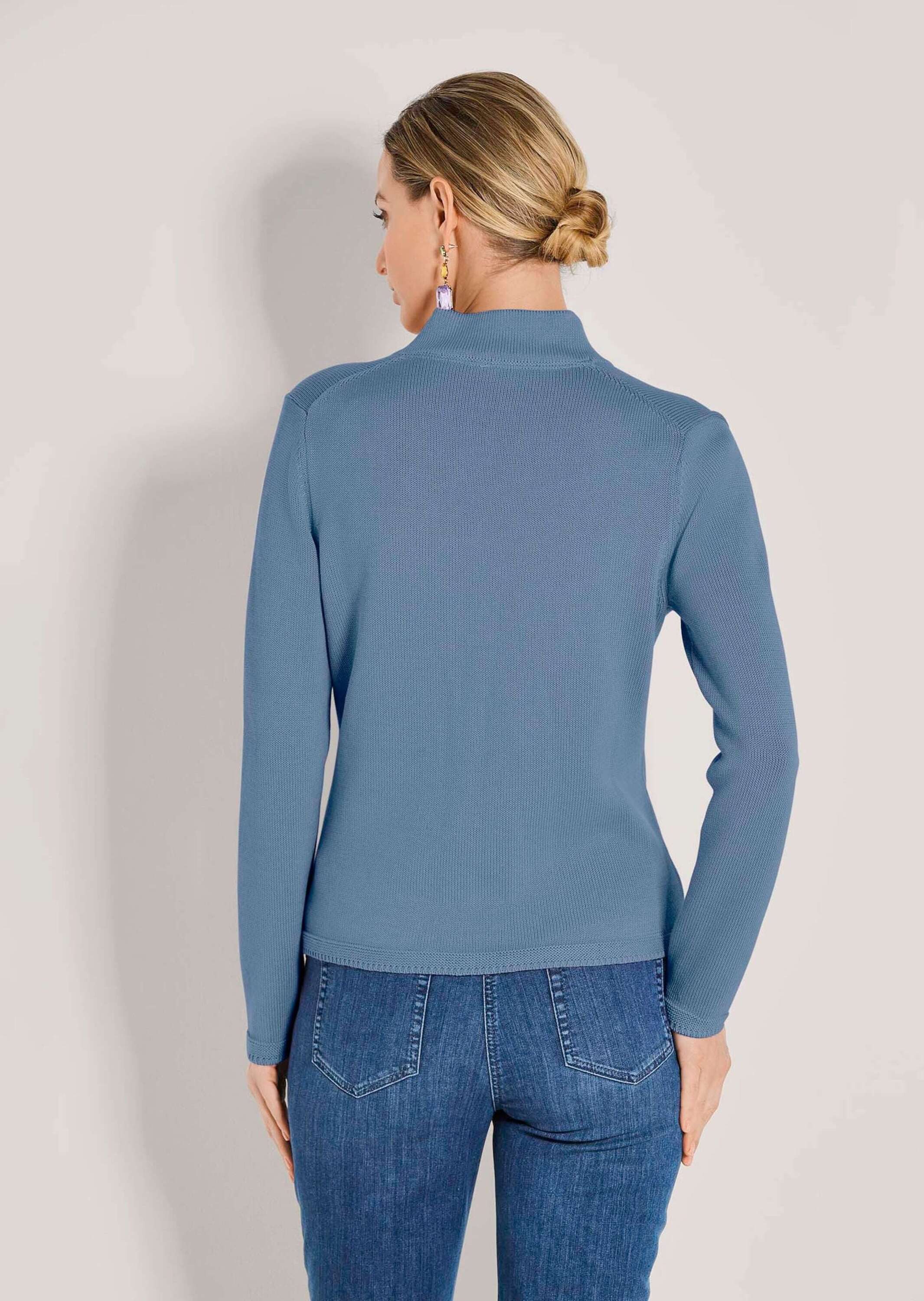MADELEINE Strickjacke Eleganter Blazer mit feinem Glattstrick Jacke mit Reverskragen und angeschnittenem Stehkragen, Langarm – Bild 2 von 5