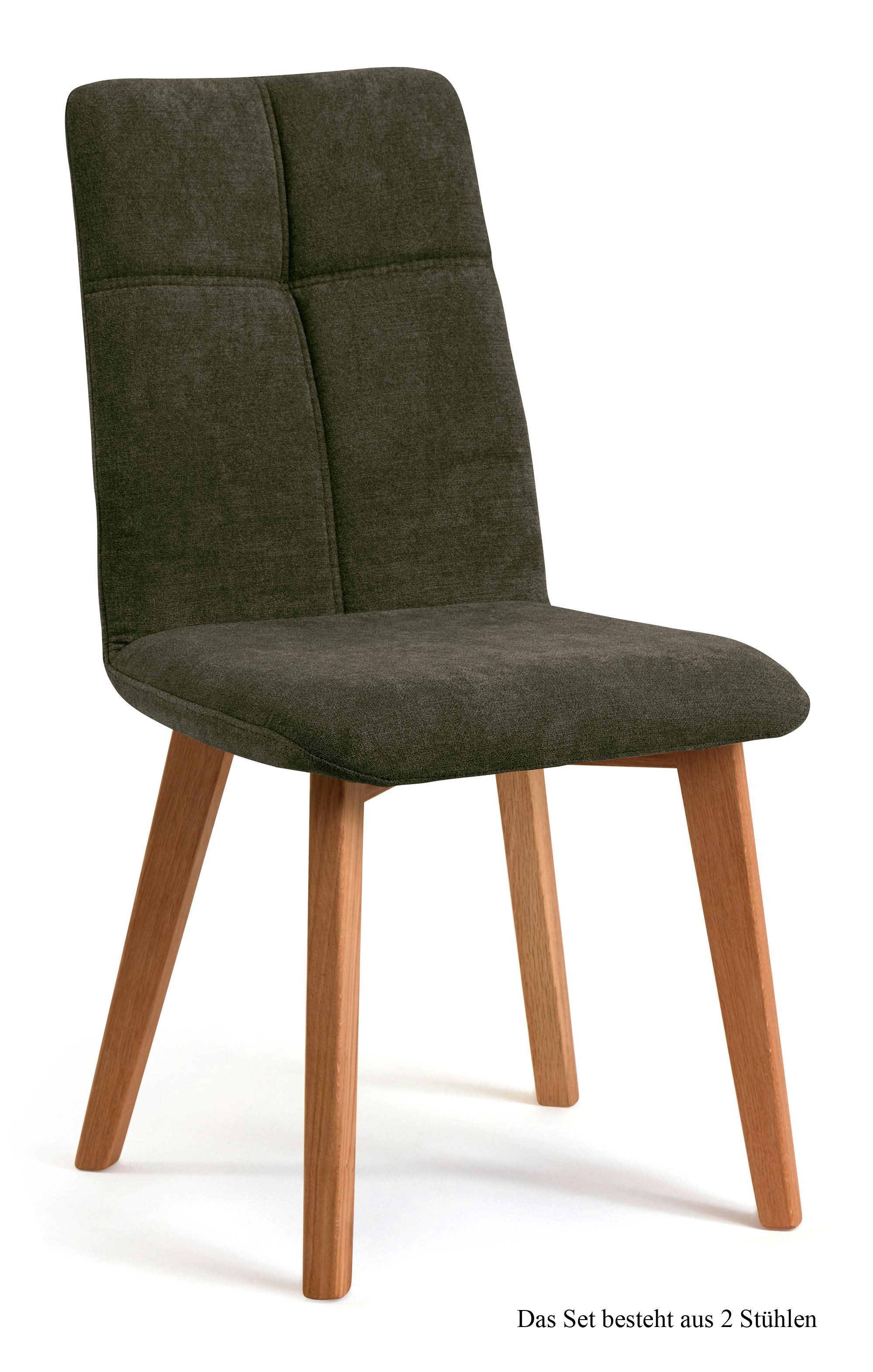 58 aufm Kessel Esszimmerstuhl Küchenstuhl (2er-Set) Dillian 47x92x60 Eiche geölt/Espresso (Lieferung bis Verwendungsstelle, 2 St), Stabiles Gestell aus Massivholz pflegeleichter Bezug aus Microfaser