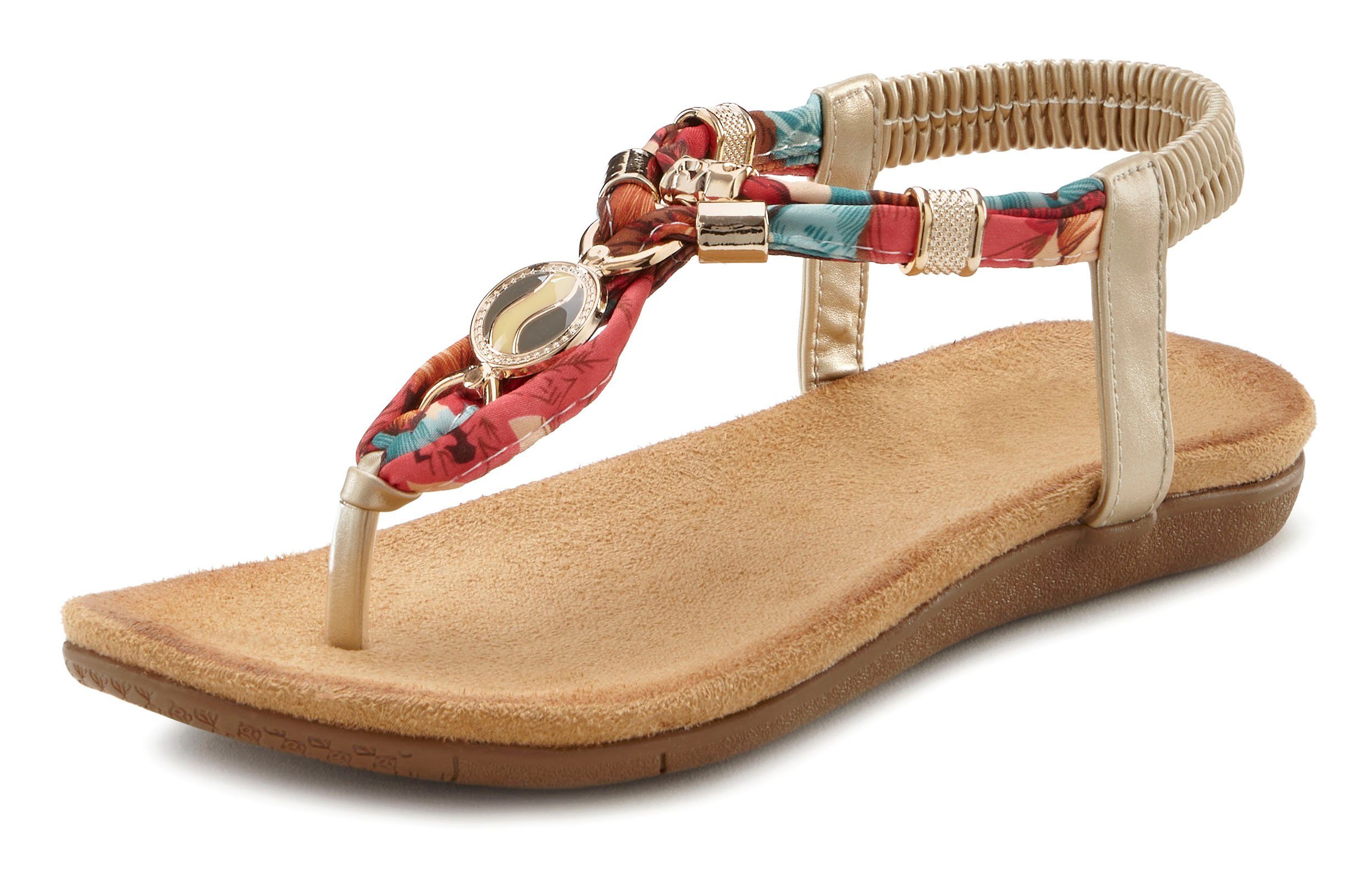 LASCANA Sommerschuh, Sandalette, offener Schuh, Zehentrenner Sandale mit elastischen Riemchen und modischer Farbgebung