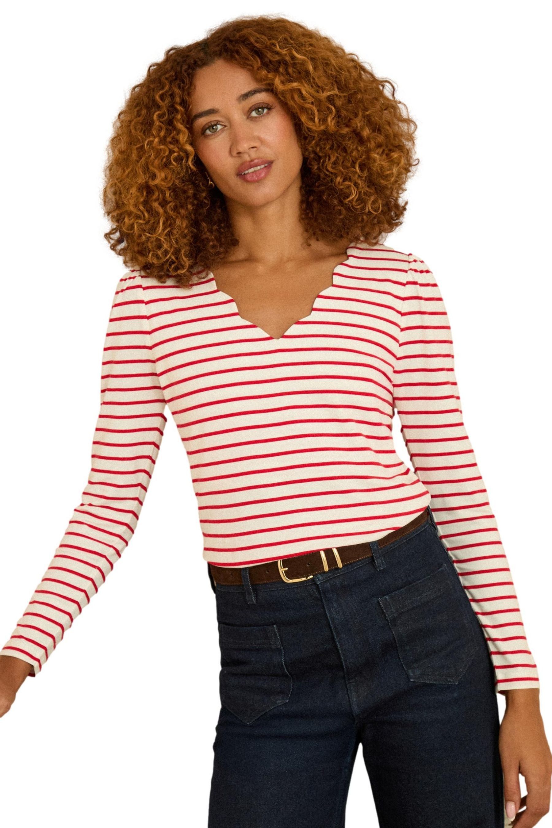 Ivory and Red Stripe