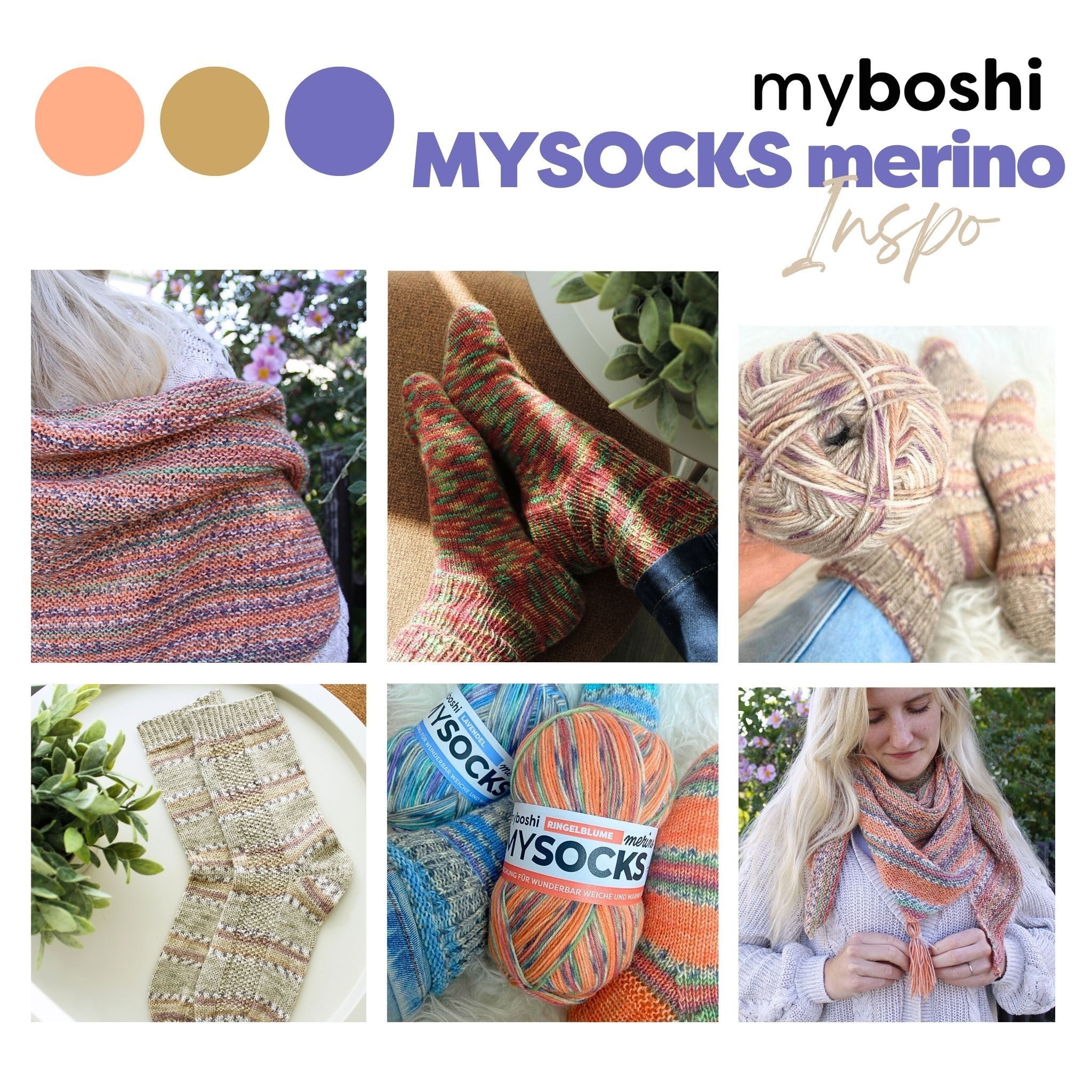 myboshi mysocks Merino, 4-fädige Merino-Sockenwolle Häkelwolle, 420 m (1-St), meliert