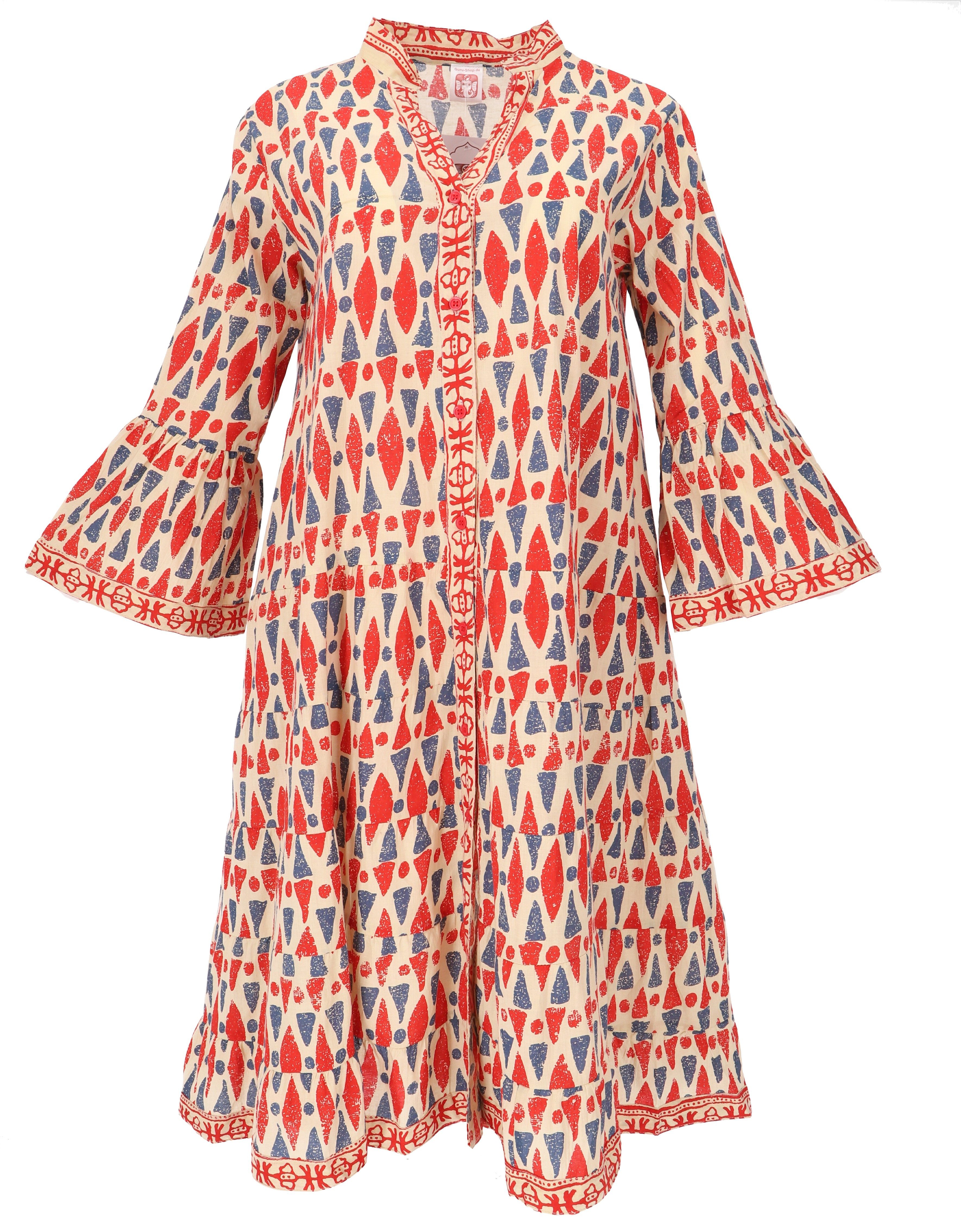 Guru-Shop Midikleid Boho Baumwoll Maxikleid, oversize Sommerkleid -.. alternative Bekleidung