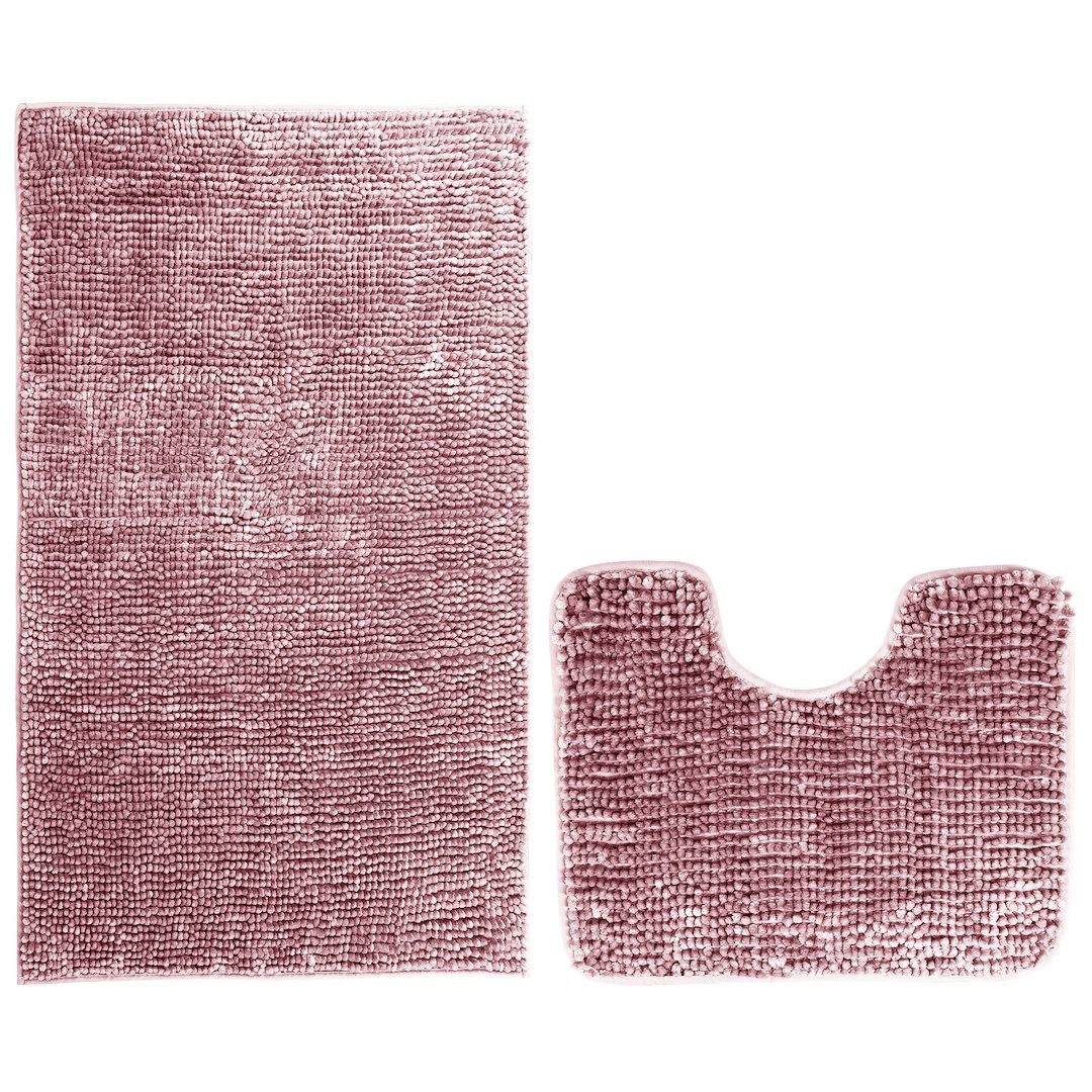 Restilo Badematte Badematte Badteppich Badvorleger Duschvorleger WC Vorleger rutschfest, rutschhemmend beschichtet, Set, Polyester, Rechteckig, Matte + WC Vorleger, BxL 50x80 cm und BxL 40x50 cm