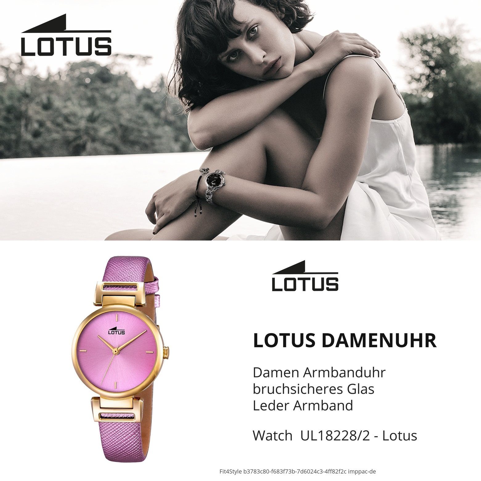 Damen Uhren Lotus Quarzuhr UL18228/2 Lotus Damen Uhr Analog Fashion L18228/2, Damen Armbanduhr rund, Lederarmband lila