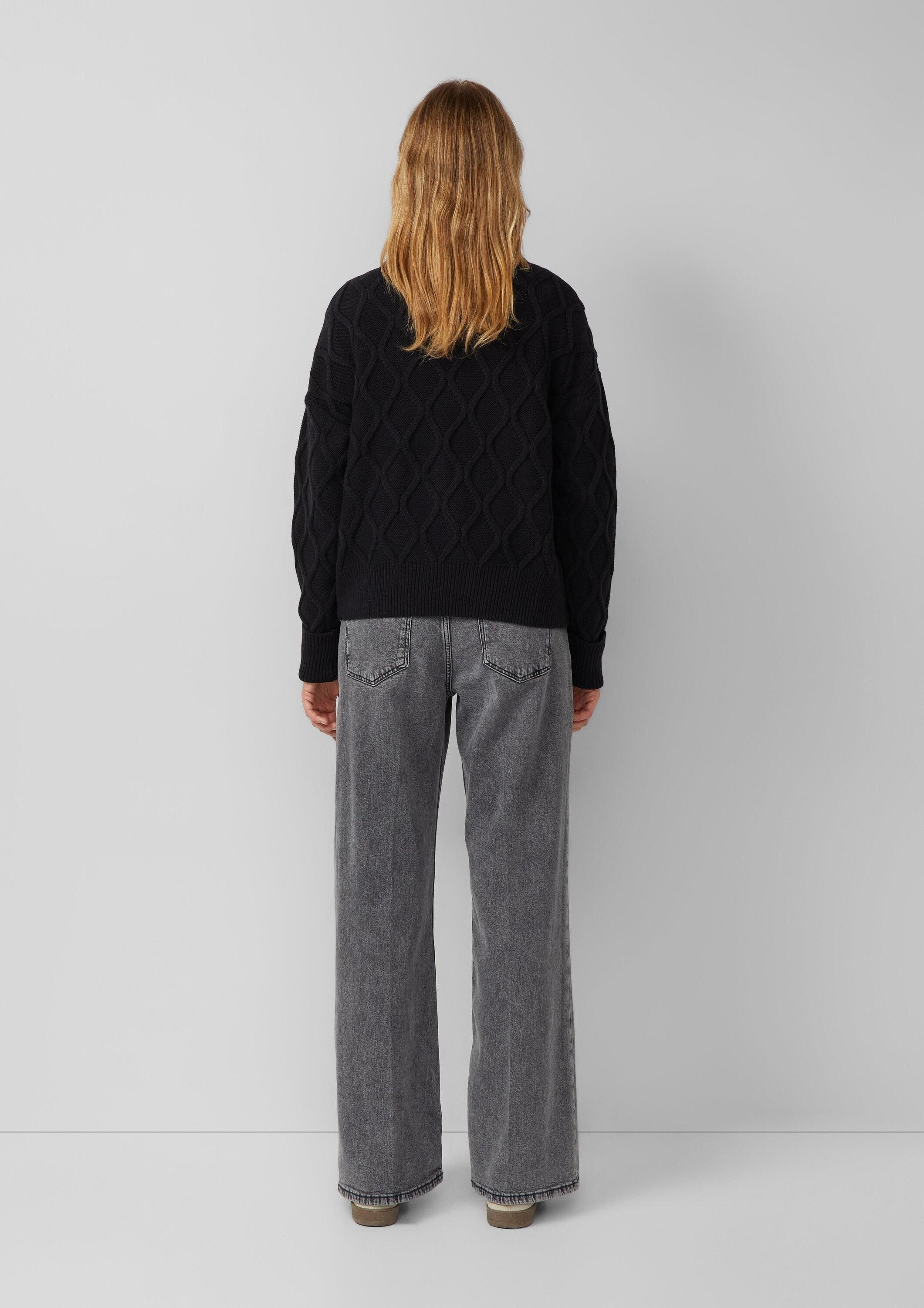 s.Oliver Longpullover Strickpullover Pullover im Relaxed Fit mit Zopfmuster