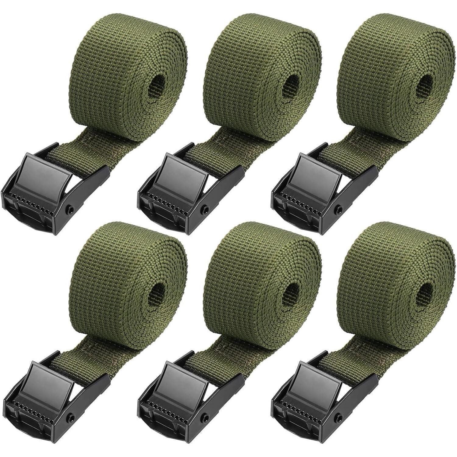 LuxusKollektion Spanngurt 6er Pack Spanngurte 1m kurz grün, verstellbar mit klemmschloss