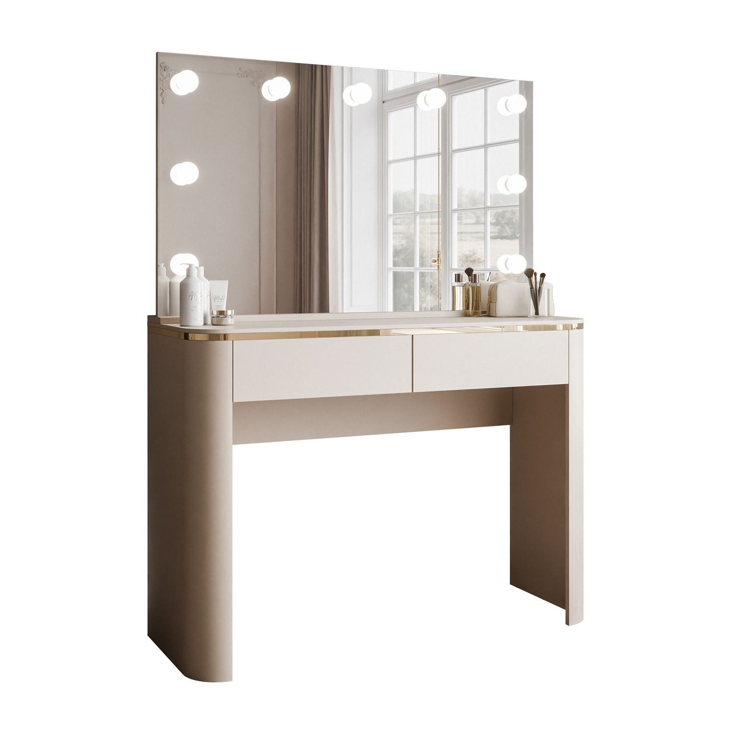 Lookway Schminktisch AVELINE ELITE mit Spiegel und LED-Beleuchtung