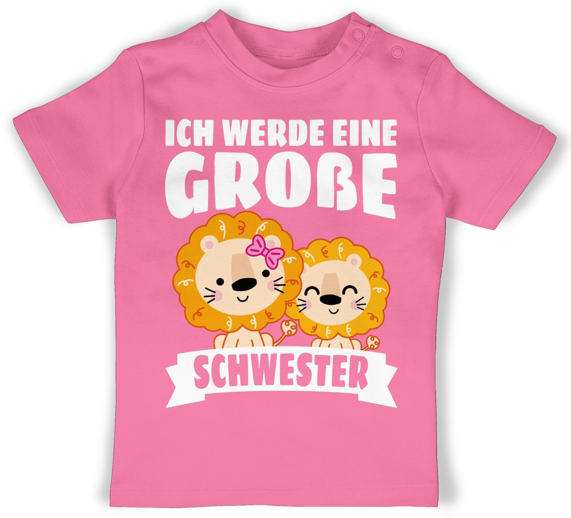 T-Shirt Ich werde eine große Schwester mit Löwen - weiß